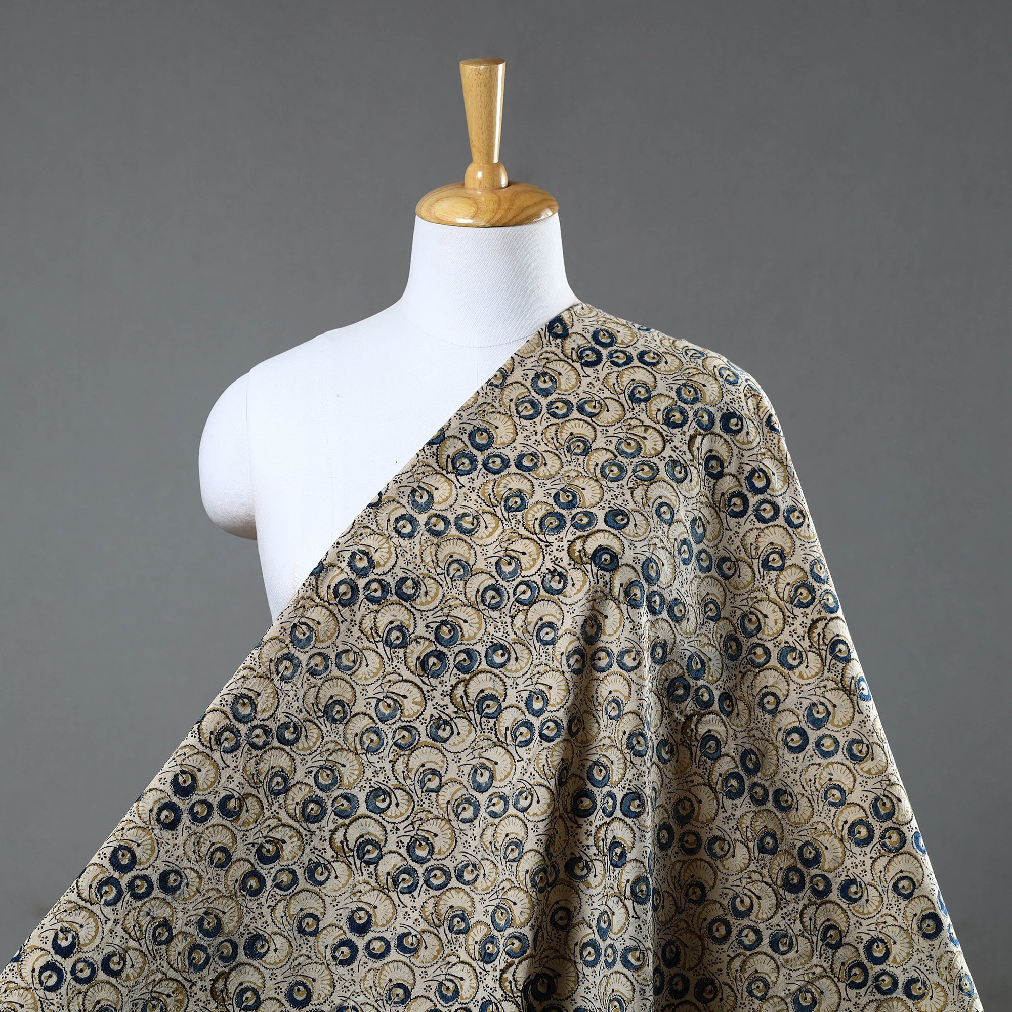 PITCHUKA SRINIVAS KALAMKARI PEDANA Beige - Block Print Cotton Pedana Kalamkari Fabric 20