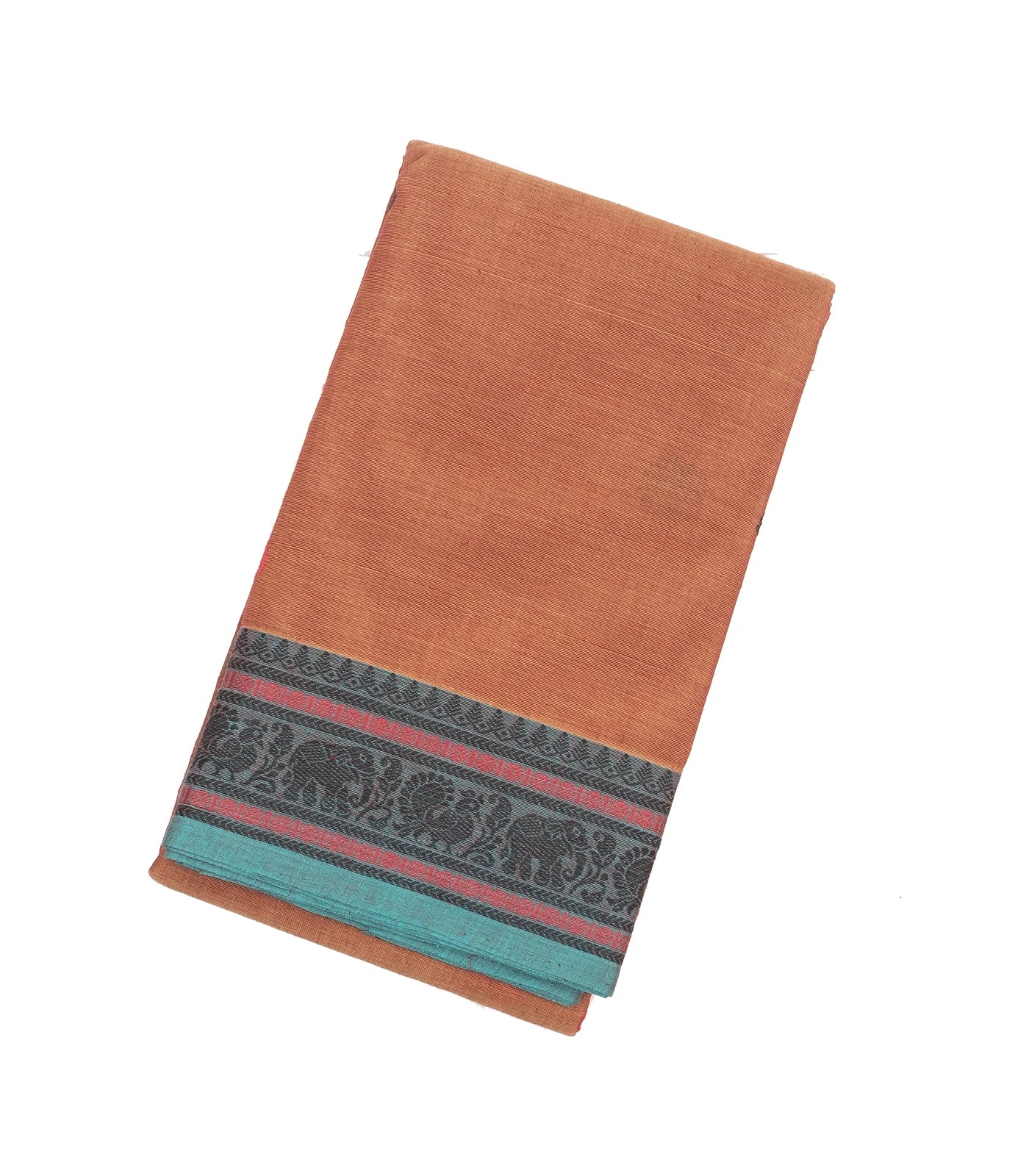 RmKV Peach Handloom Kanchi Cotton Saree With Annam & Mango Buttas
