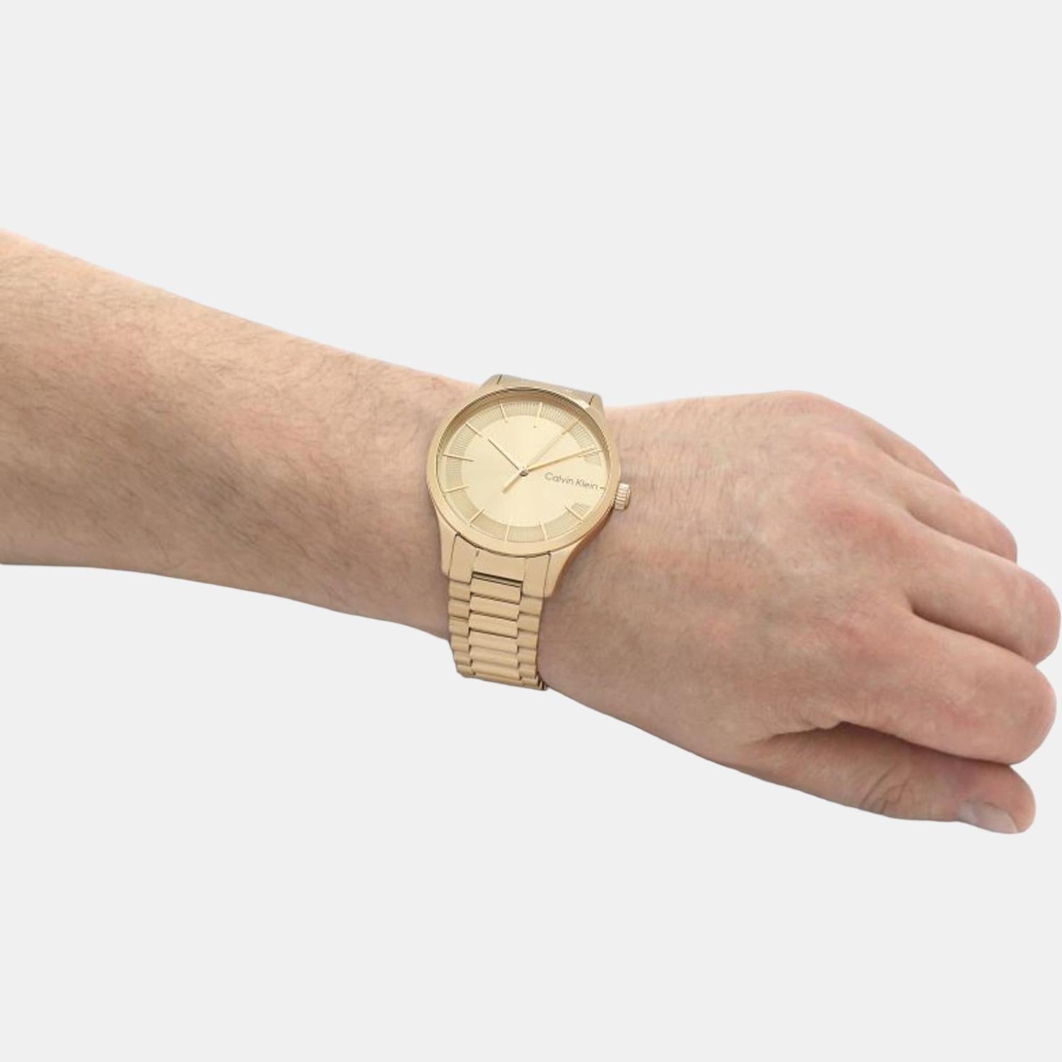 Calvin Klein Ck Iconic Unisex Quartz Gold Dial Analog Stainless Steel Watch 25200038 - view 7