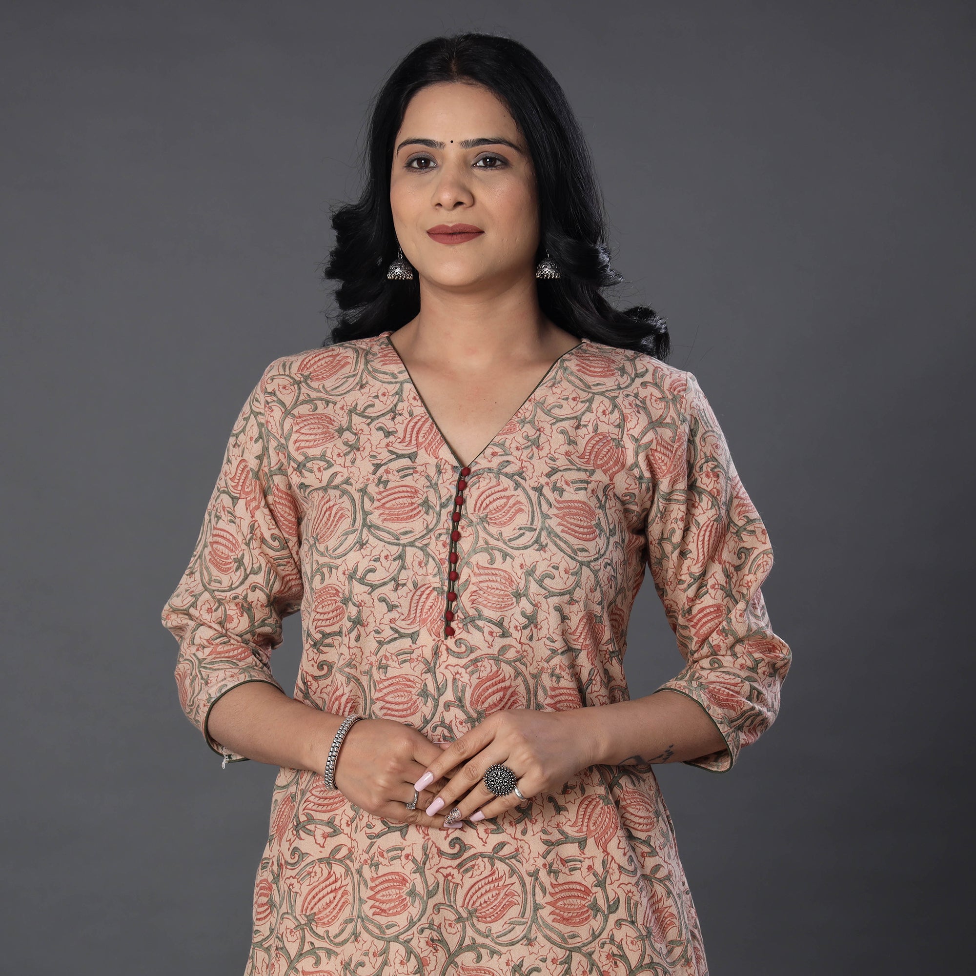ITOKRI CASUALS Beige - Handwoven Wool Pedana Kalamkari Print Kurta