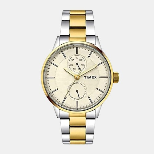 Timex Fashion Men Quartz Gold Dial Chronograph Stainless Steel Watch TWEG19906