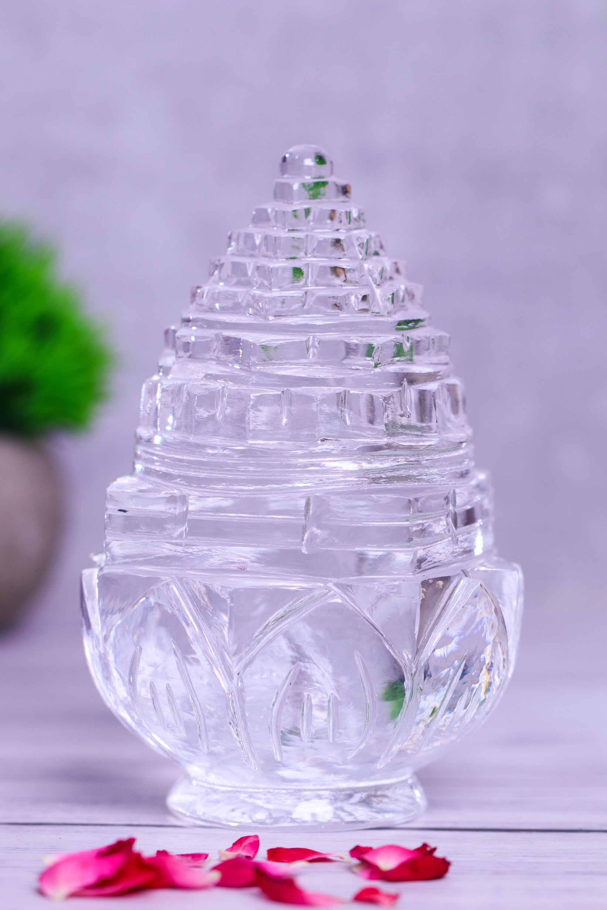 Studio Vaidik Sphatik Shree Yantra on Lotus Made by Real Crystal