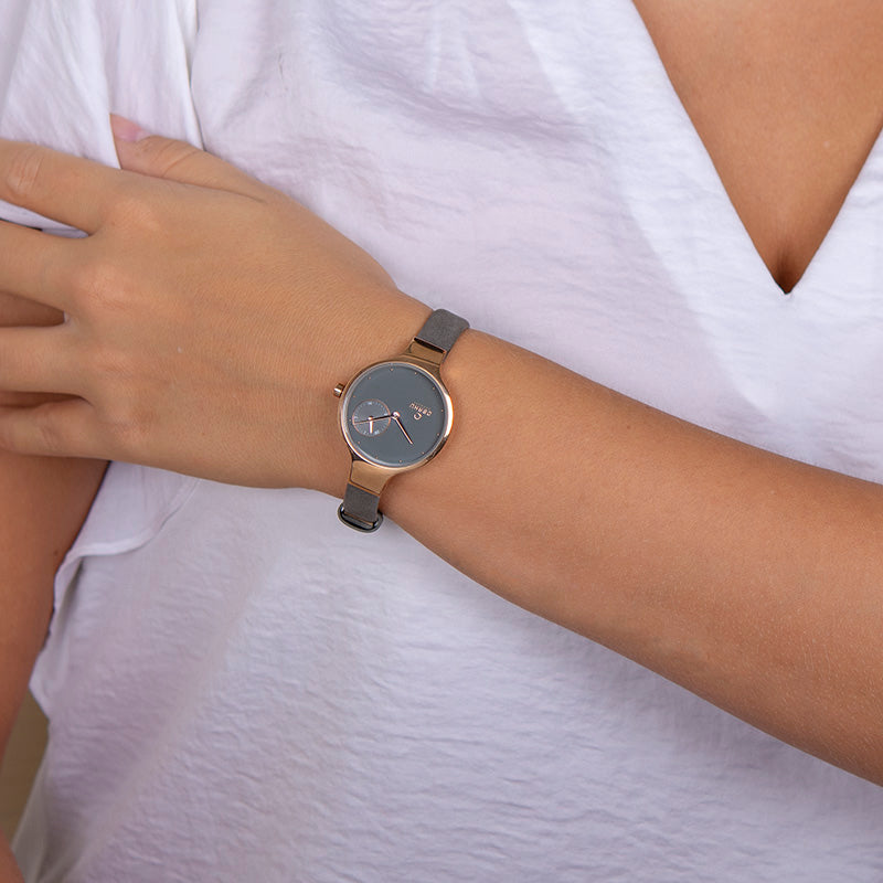 Obaku Eng Pebble Women Quartz Grey Dial Analog Leather Watch V201LDVJRJ - view 2