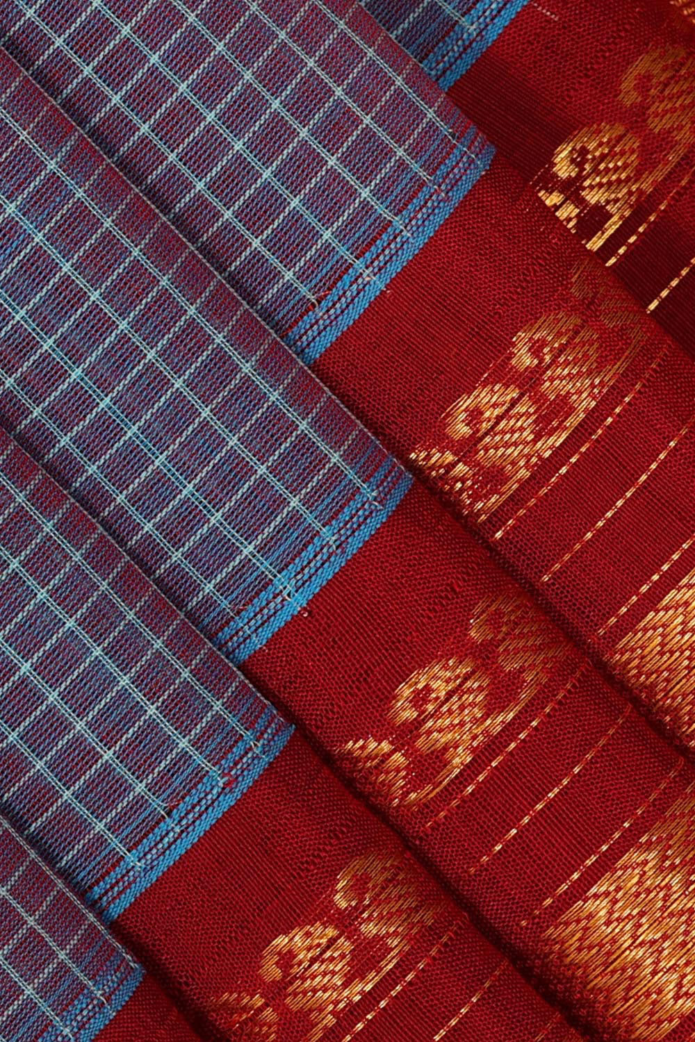 Kalanjali Gadwal Cotton Light Blue Violet Saree - view 2