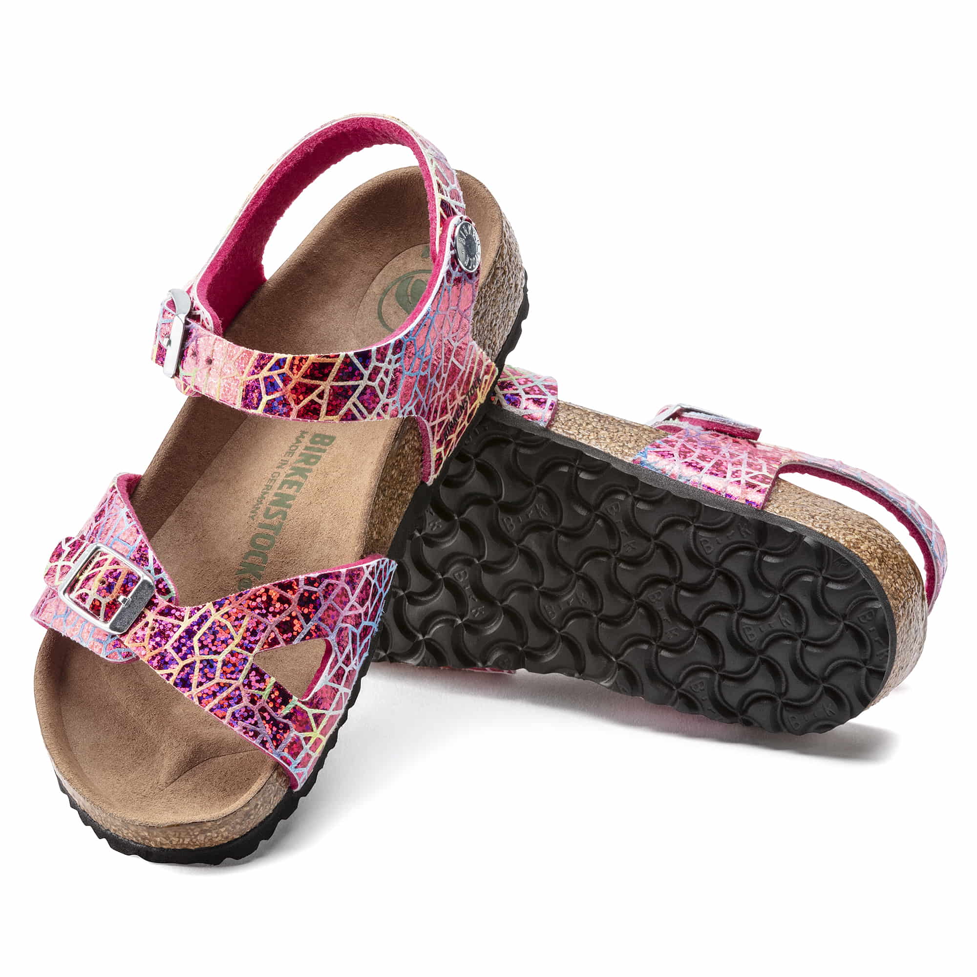 Birkenstock Rio Kids Vegan Micro Fibre – Pink Pink/Flashy Hologram Pink