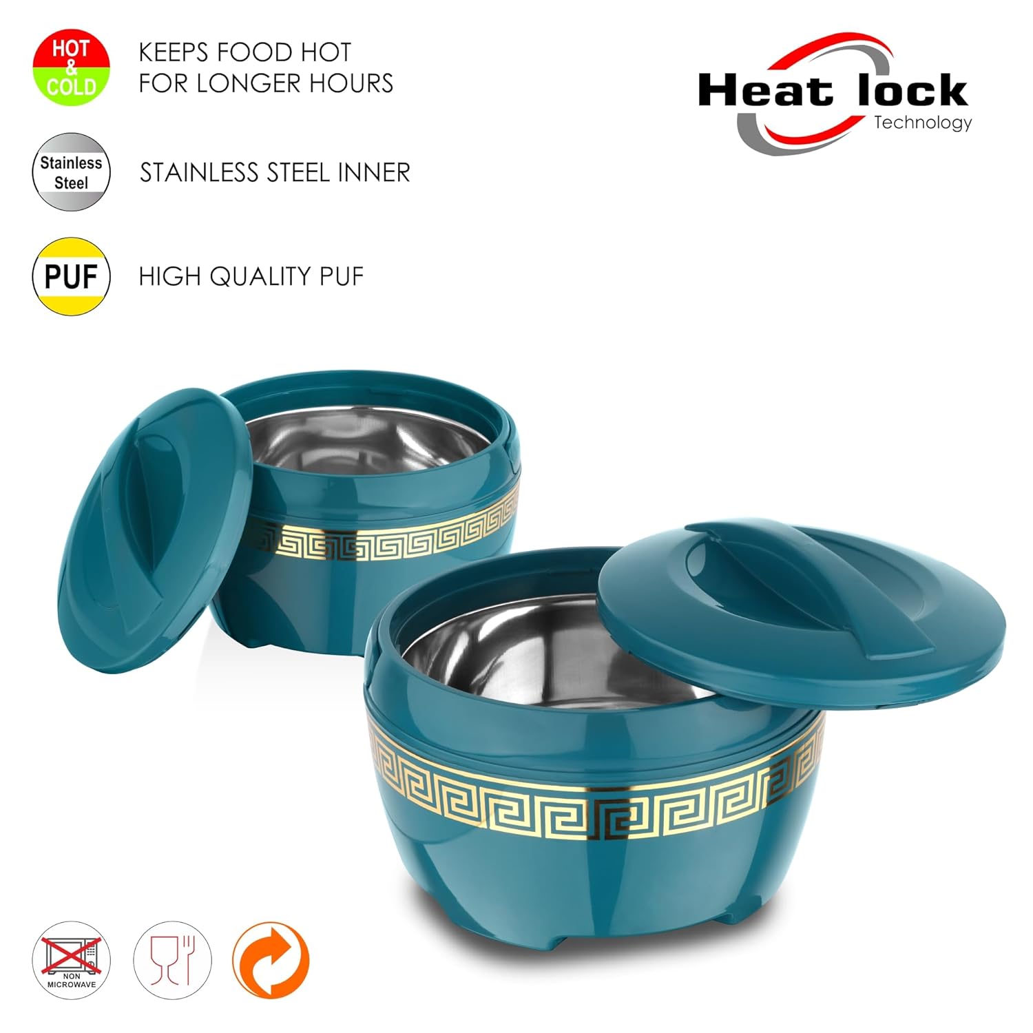 Asian Marco Gold Inner Steel Deluxe Casserole Set | Set Of 2 Pcs - view 2