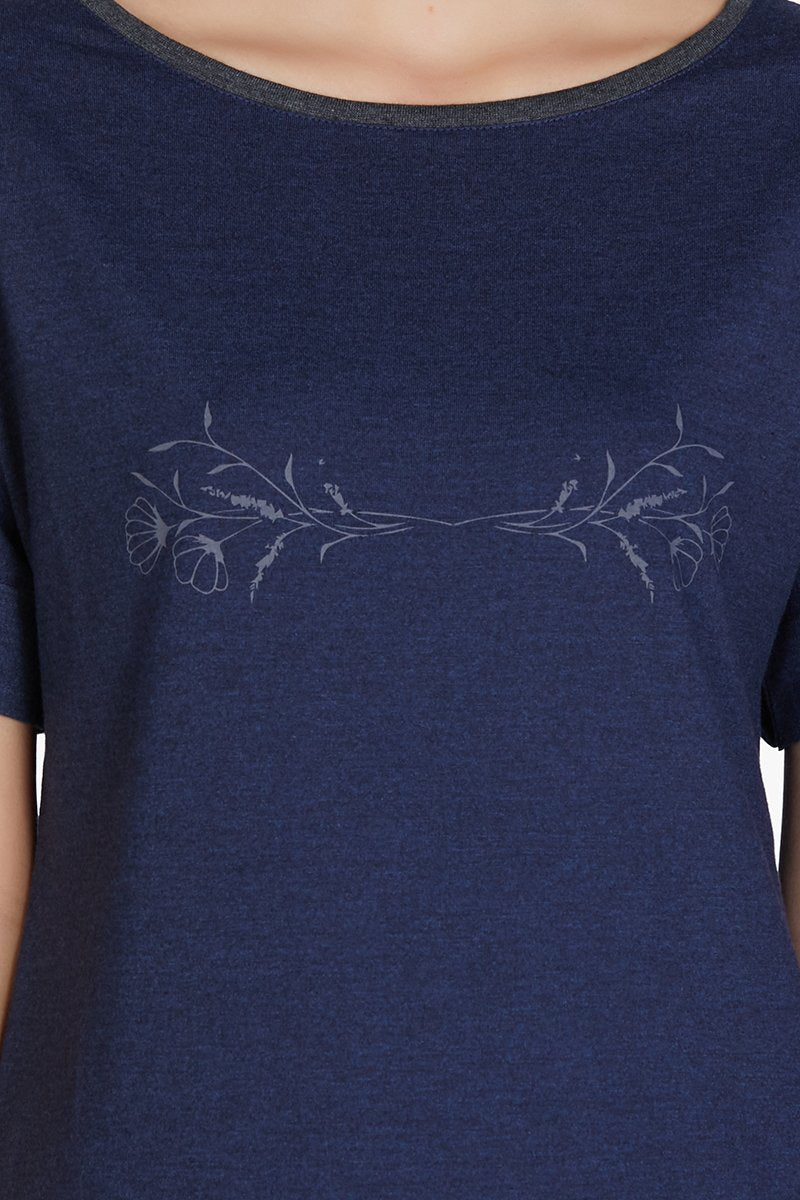 Amante Cotton Blend Sleep T-shirt - Navy - view 4