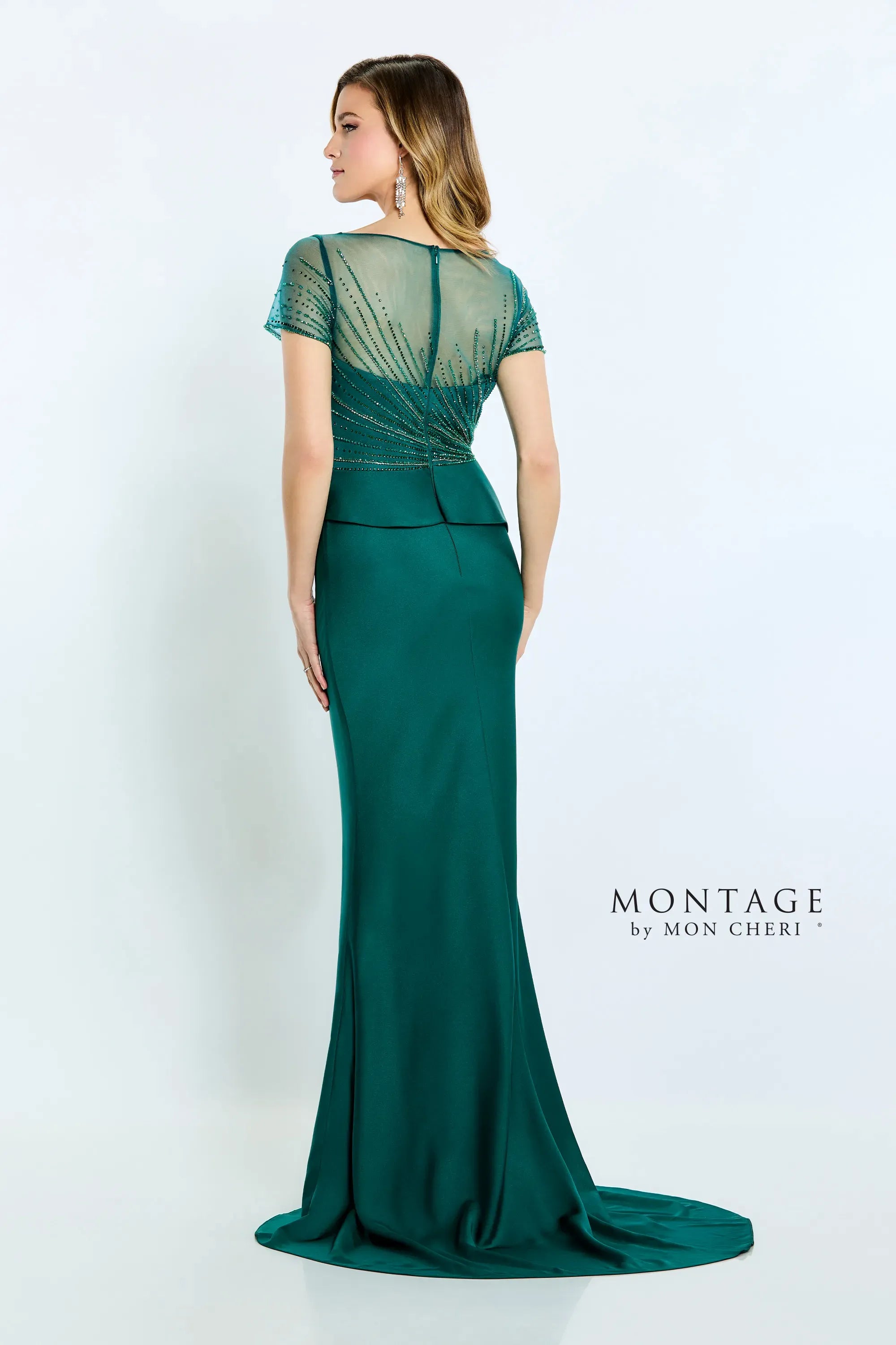 Montage M500 Beaded Long Formal Pleated Peplum Dress - view 2
