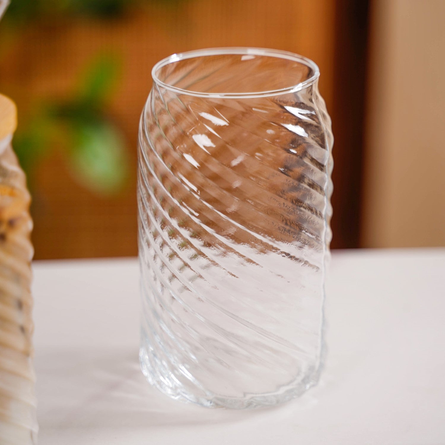 Nestasia Set Of 4 Glass Tumblers With Wooden Lids And Glass Straws 500ml - view 7