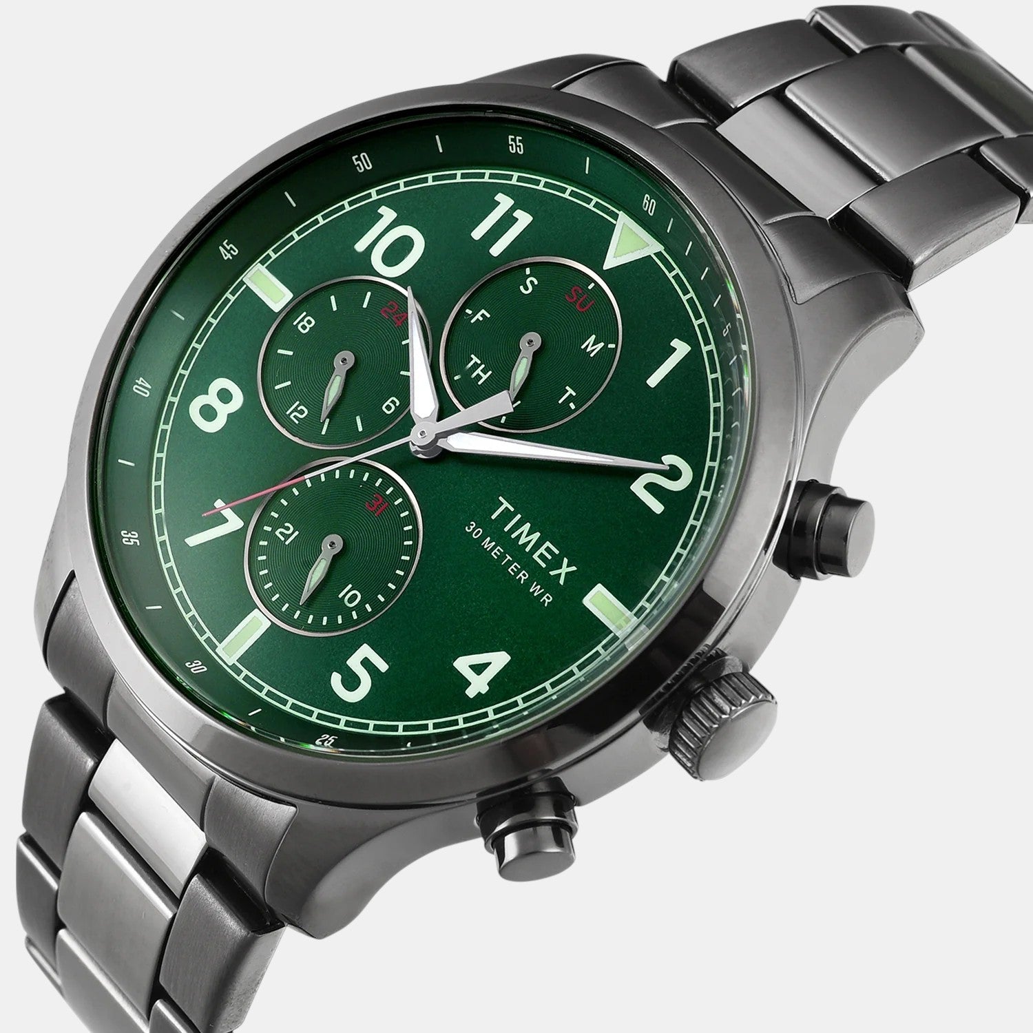 Timex Fashion Men Quartz Green Dial Multi-Function Stainless Steel Watch TWEG23903 - view 2