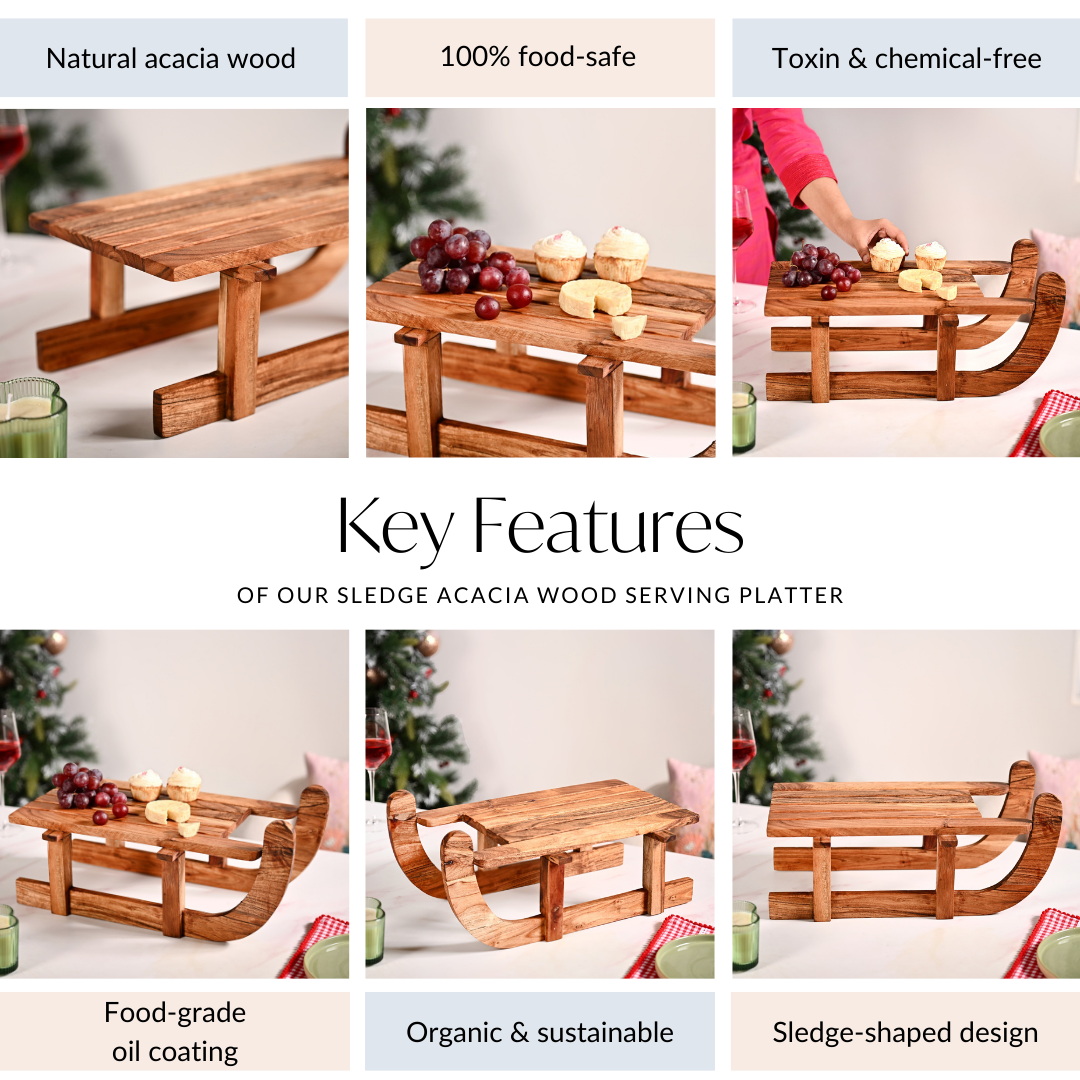 Nestasia Sledge Acacia Wood Serving Platter Riser - view 5