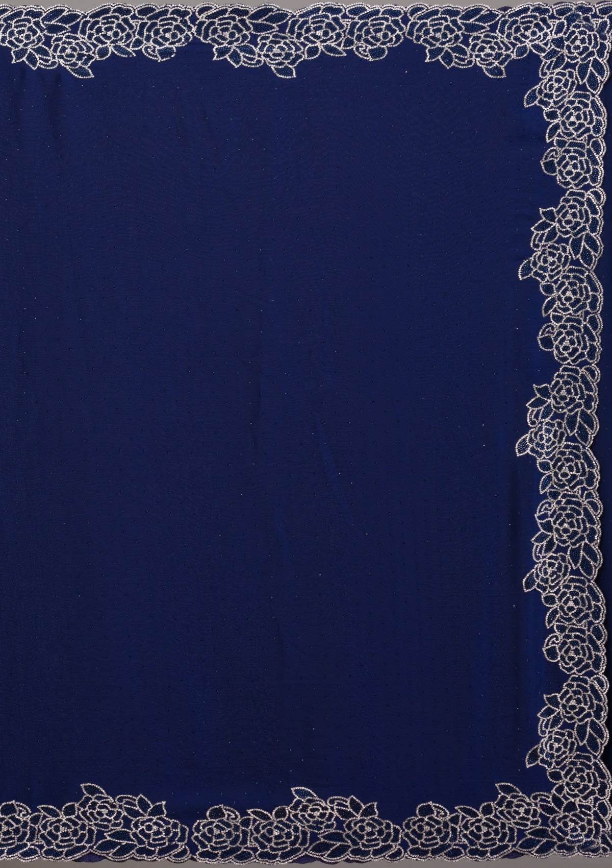 Koskii Navy Blue Swarovski Satin Saree – Women's - view 9