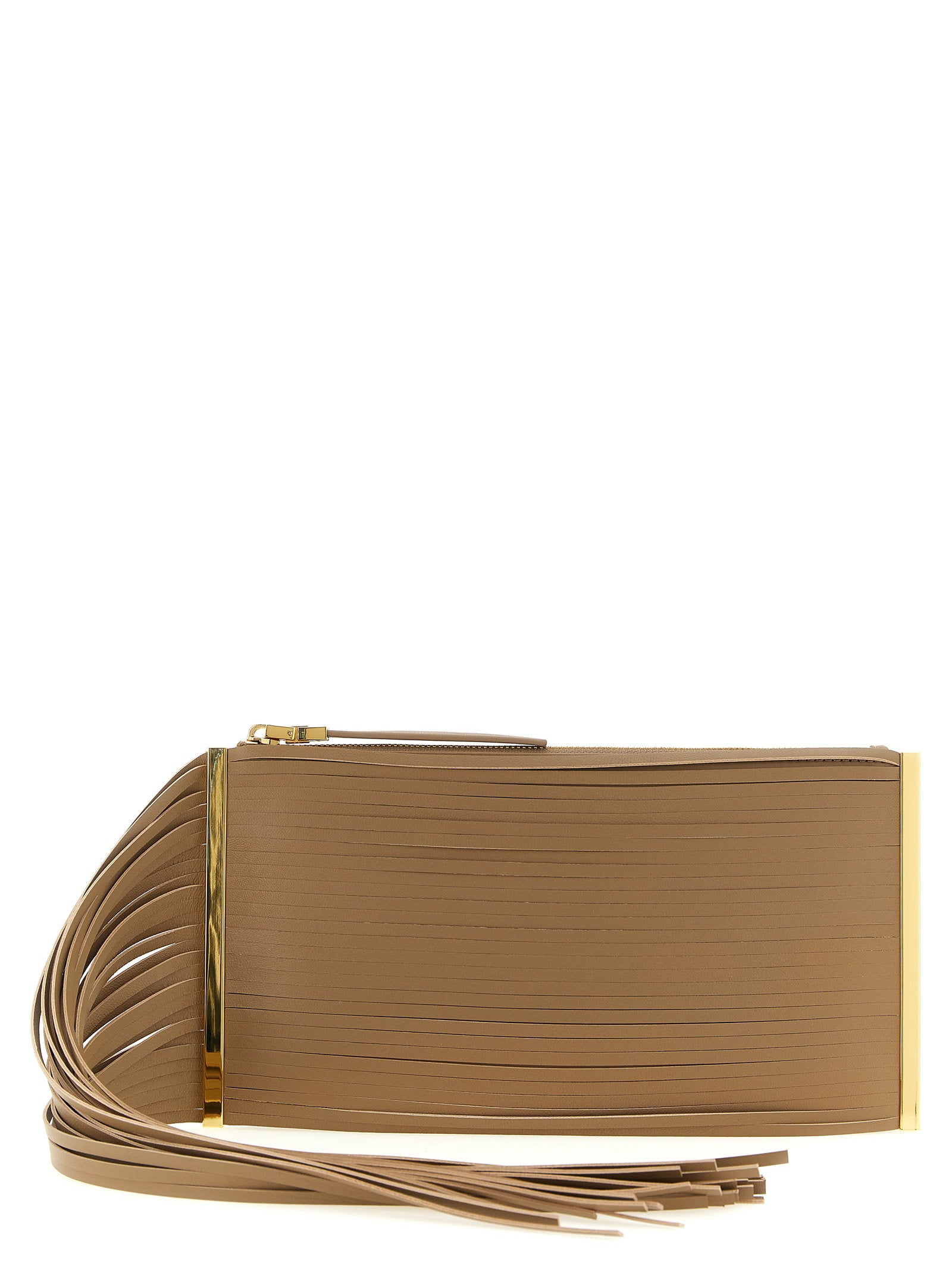 Elisabetta Franchi Fringed Clutch – 100% leather