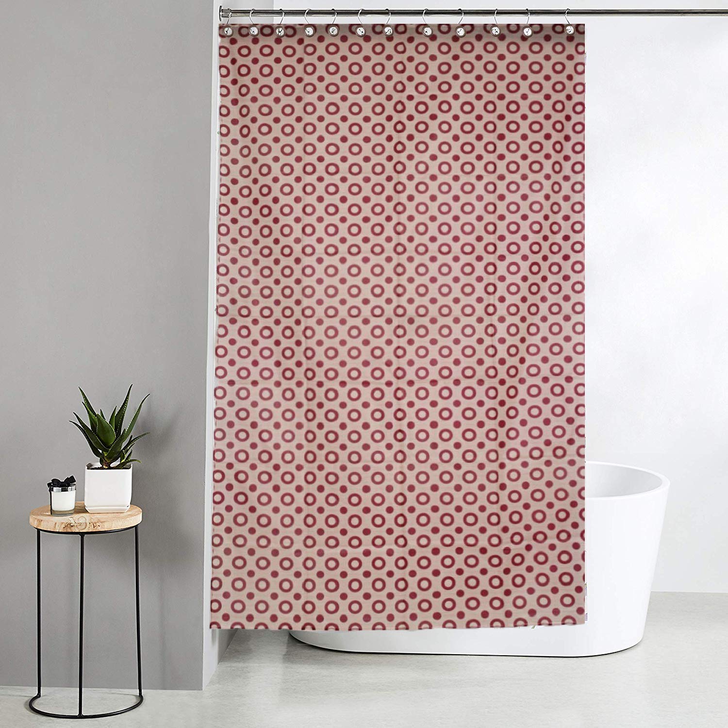 Kuber Industries CTKTC33751 Circle Design Waterproof PVC Shower Curtain with 8 Hooks (Pink, 54 inch x 84 inch) - view 3