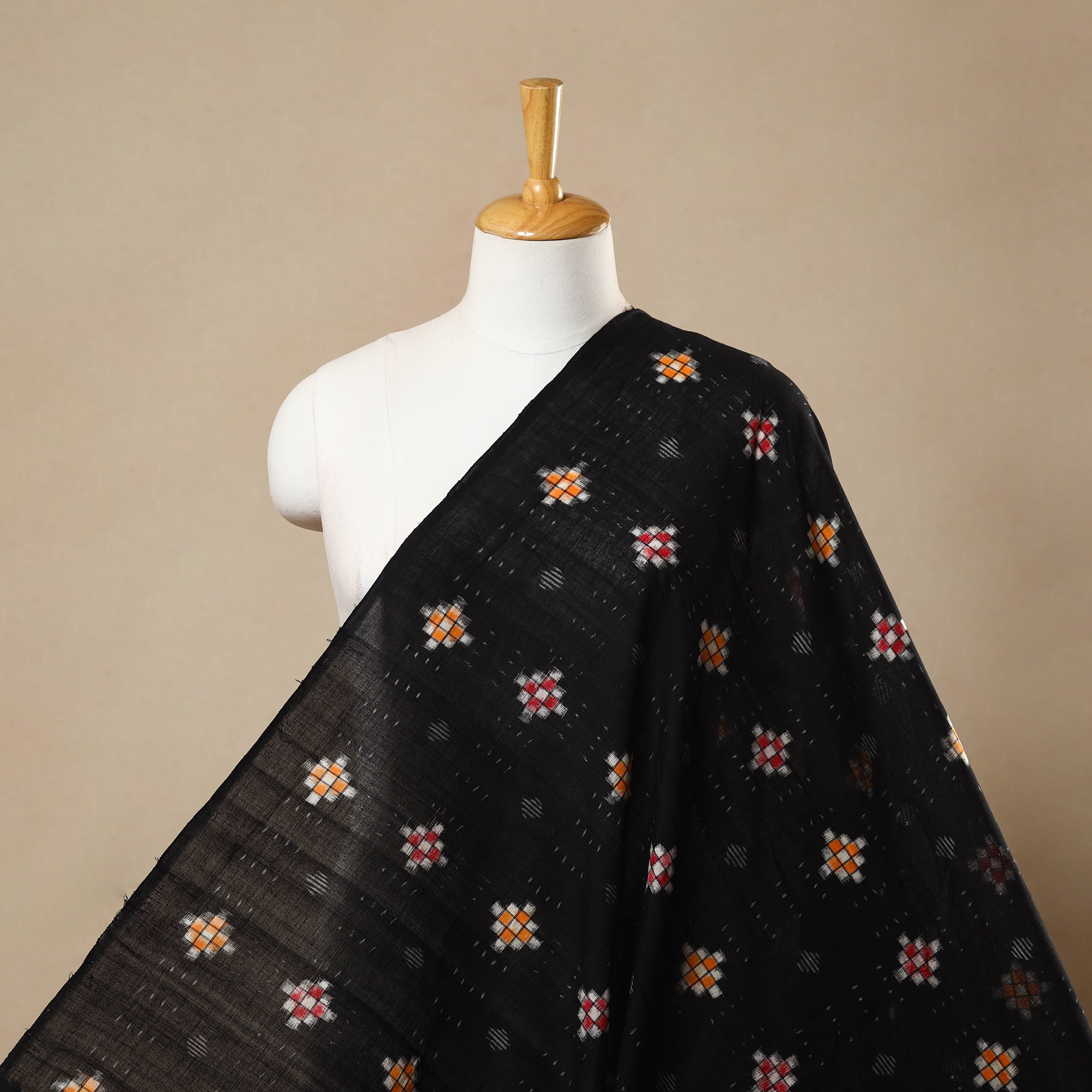 ASHOKA ASSEMBLE - CELEBRATING CRAFTS OF ODISHA Black - Handloom Cotton Sambalpuri Ikat Fabric 31