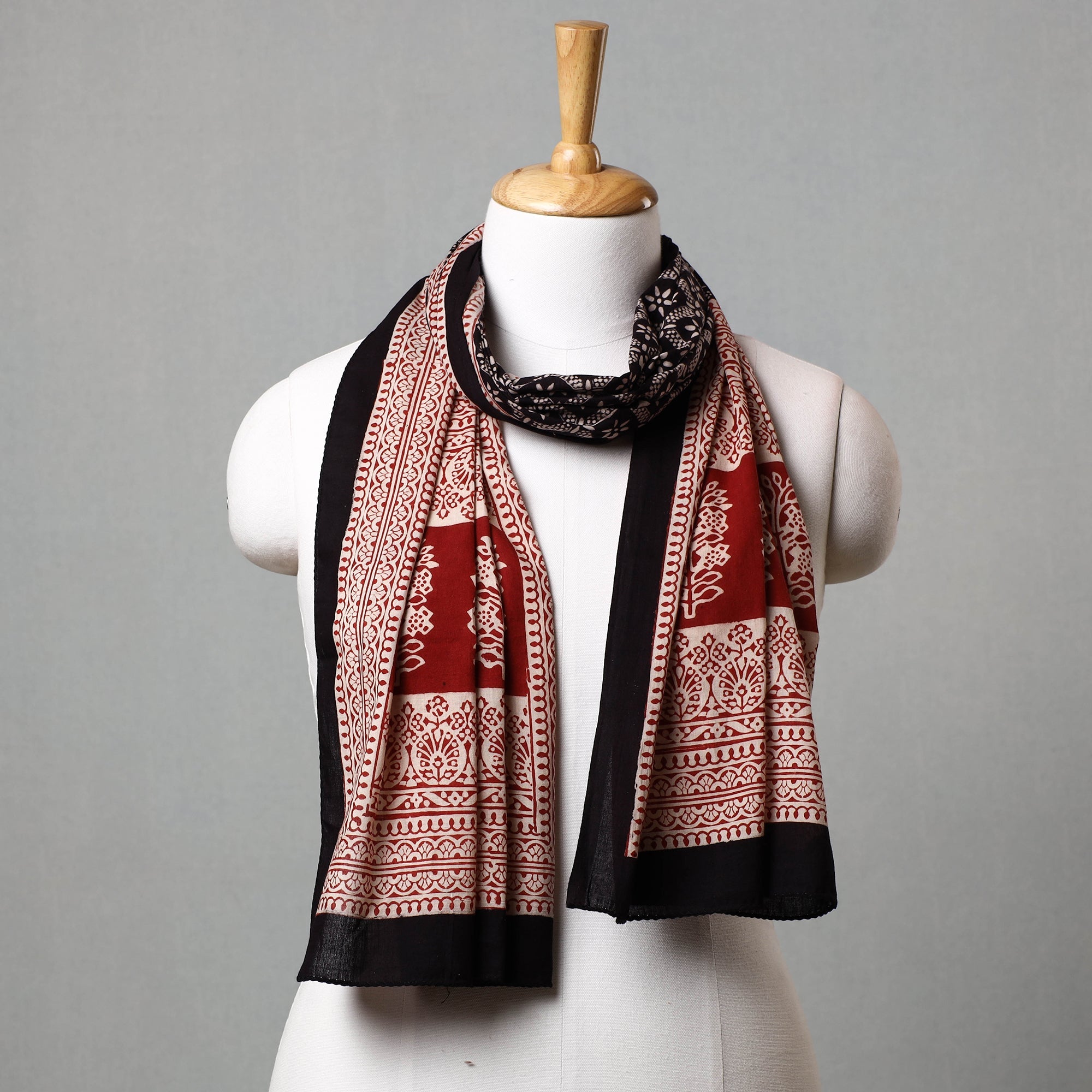 BAGH PRINTS BY MOHAMMED BILAL KHATRI Black - Bagh Hand Block Printed Cotton Stole