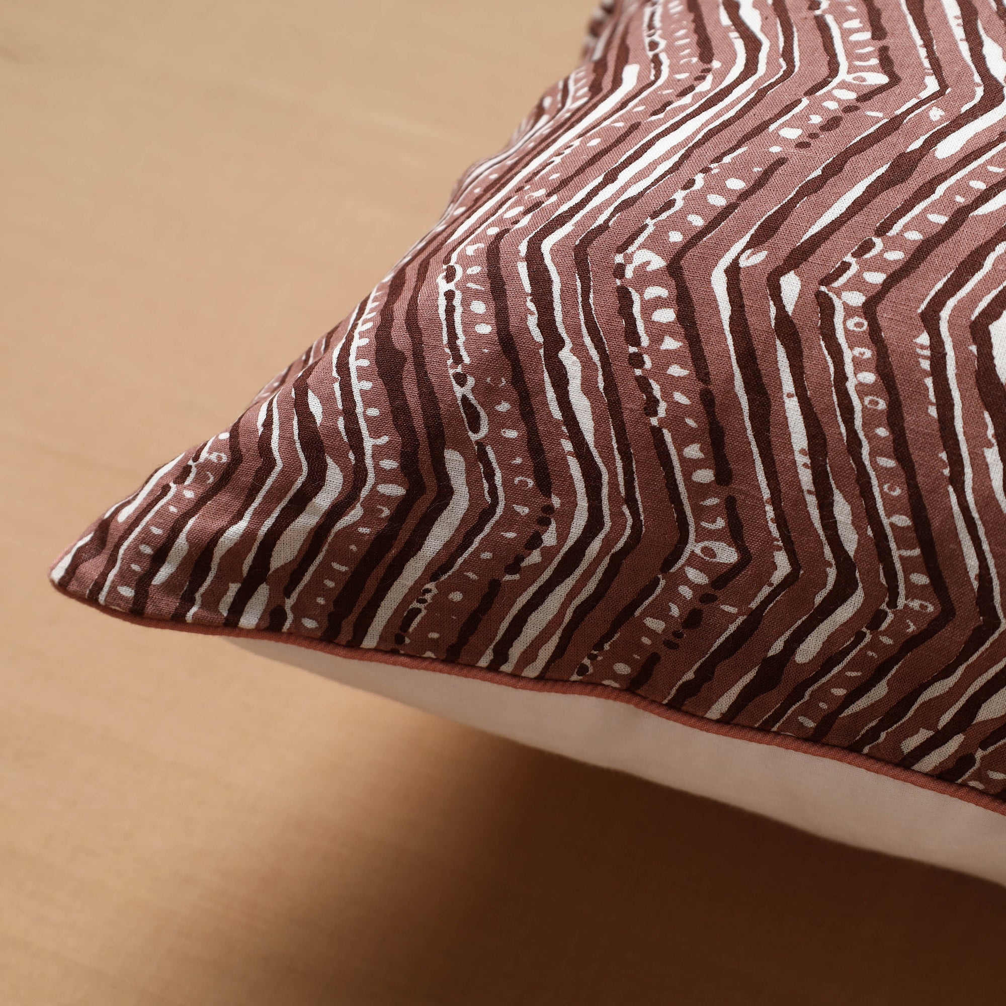 HAVELI CHRONICLES Brown - Block Print Cotton Sanganeri Cushion Cover (16 x 16 in) 34 - view 2