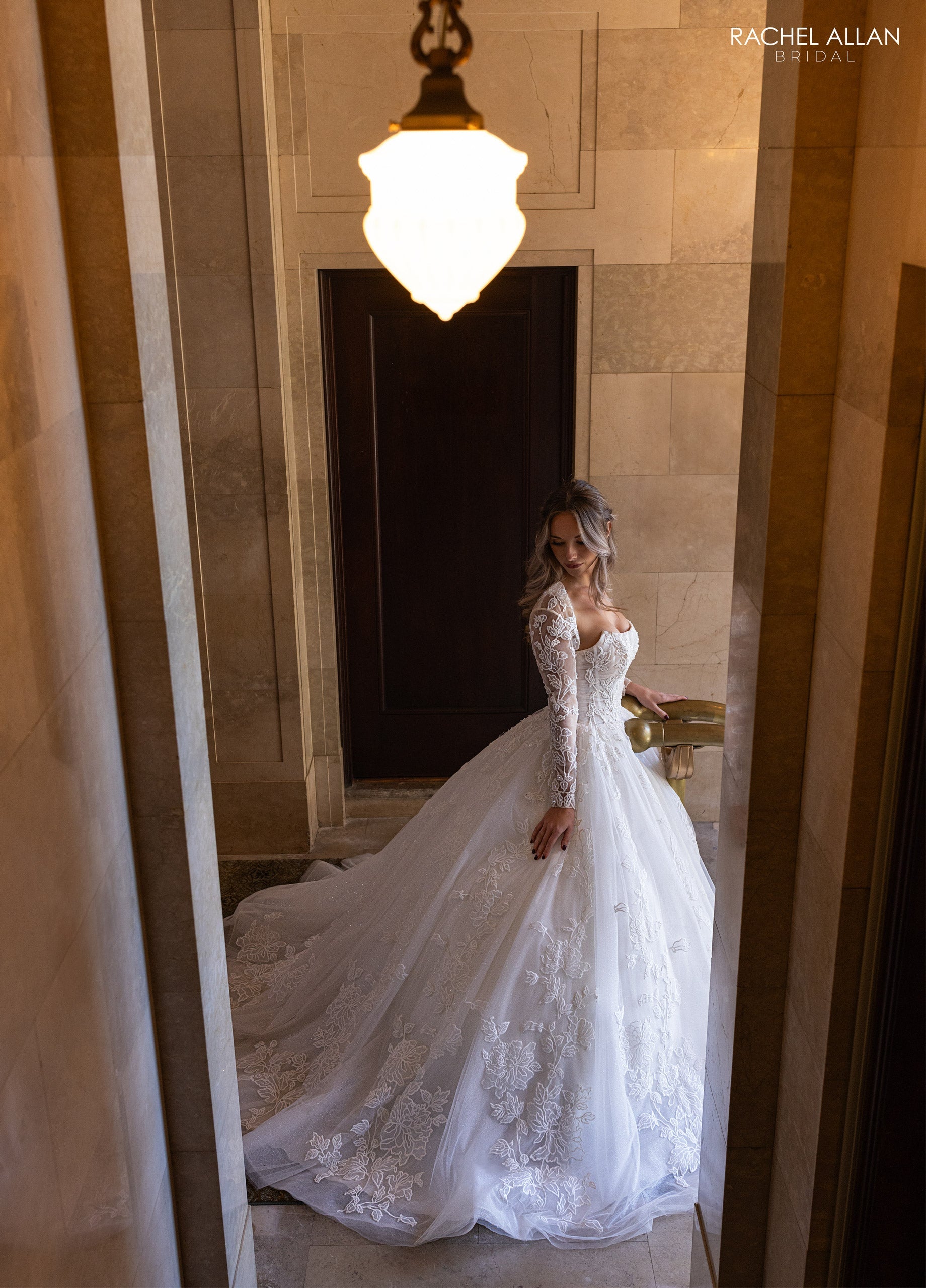 Mary's Bridal Ball Gowns Collection Long Sleeve Strapless Bridal Gown by Rachel Allan RB6161