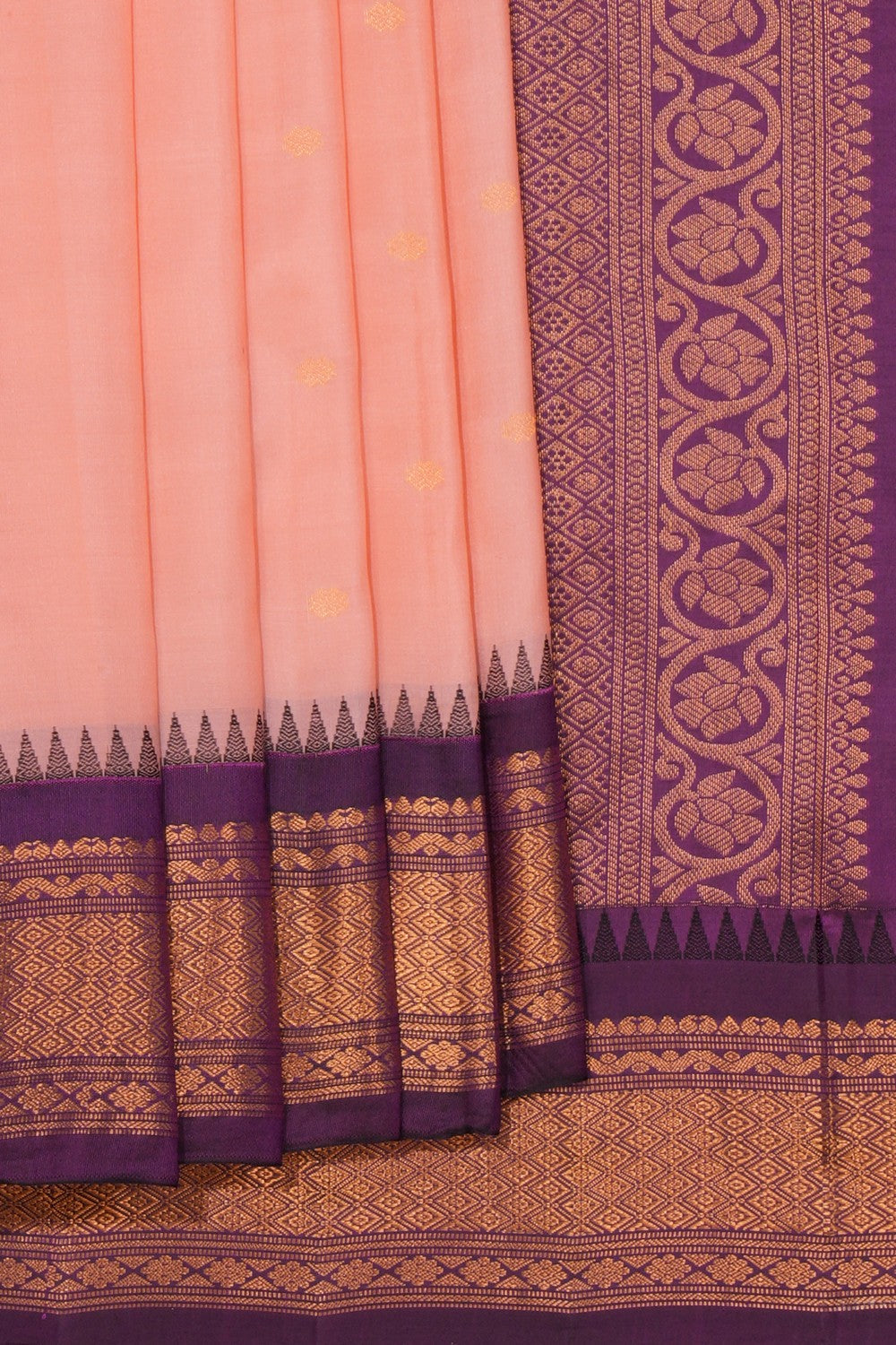 Kalanjali Gadwal Silk Peach Saree – Women's