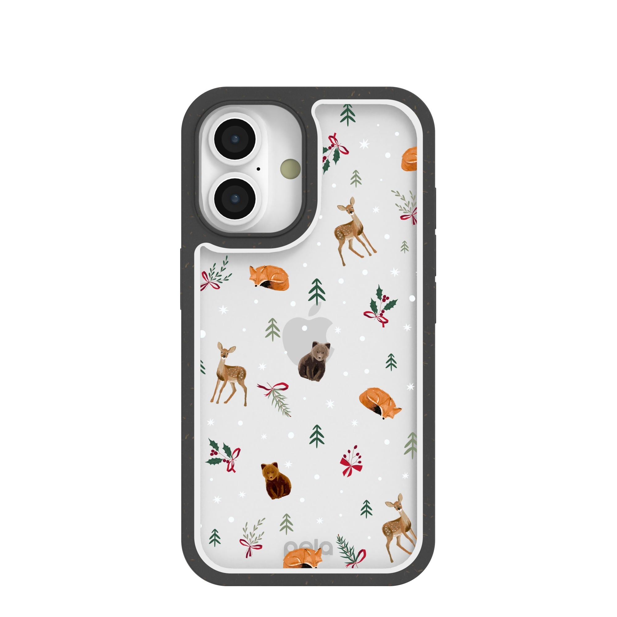 BlackTree Clear Winter Woodland iPhone 16 Case With Black Ridge