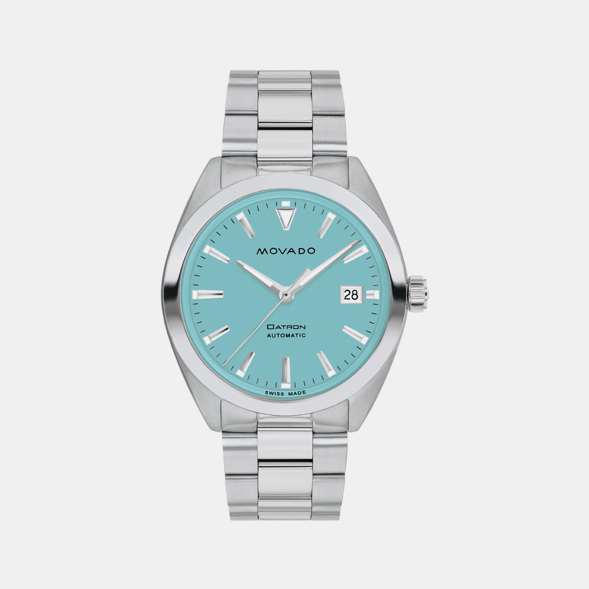 Movado Datron Heritage Men Quartz Blue Dial Analog Stainless Steel Watch 3650175