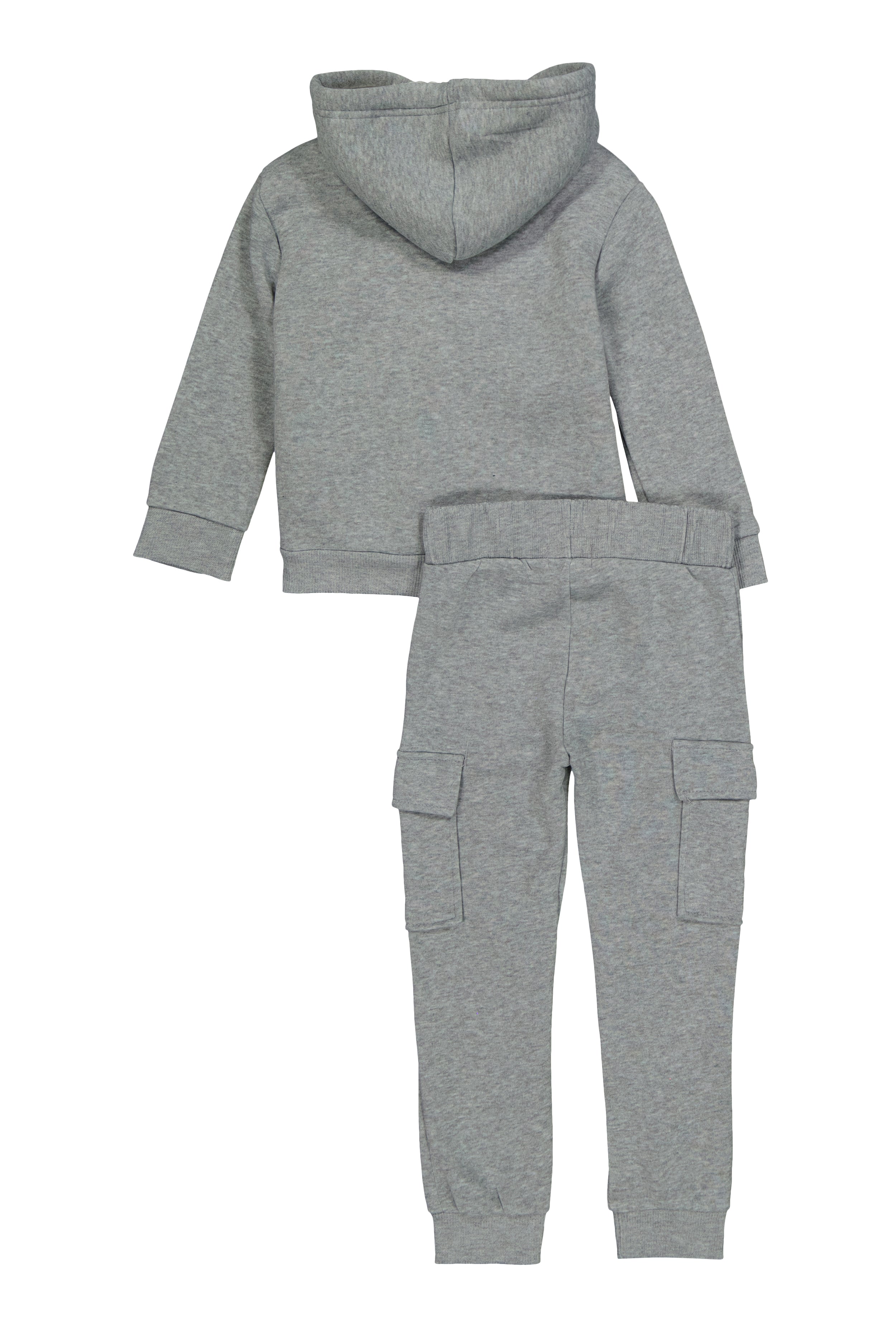 Rainbow Shops Little Girls Sherpa Lined Zip Front Hoodie and Cargo Joggers - view 2