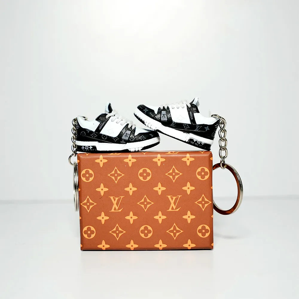 Kicks Machine 3D Sneaker Keychain With Box - LV Trainer Black