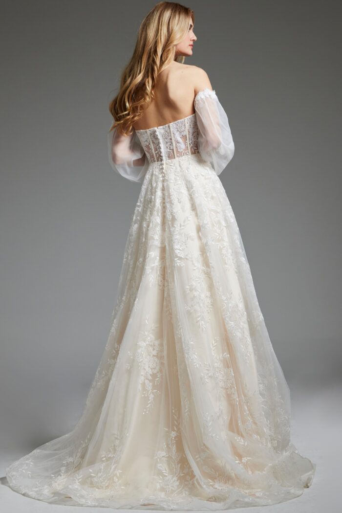Jovani JB220004 Bridal Gown Long Puff Wedding Dress - view 2