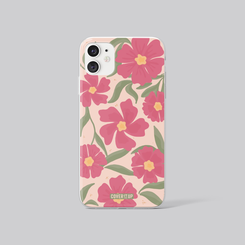 Cover It Up Pink Floral Clear Silicone Case