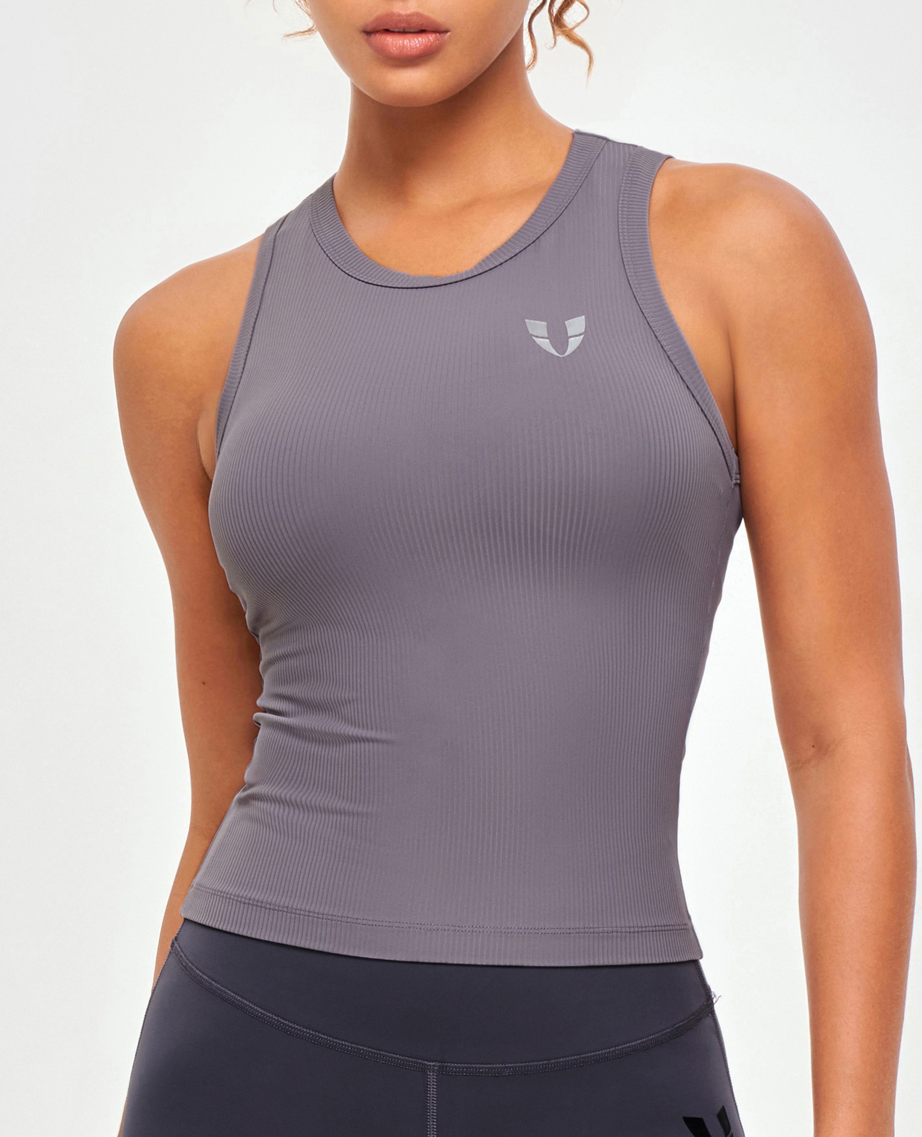 FIRM ABS Ribbed Workout Tank - Gray Purple