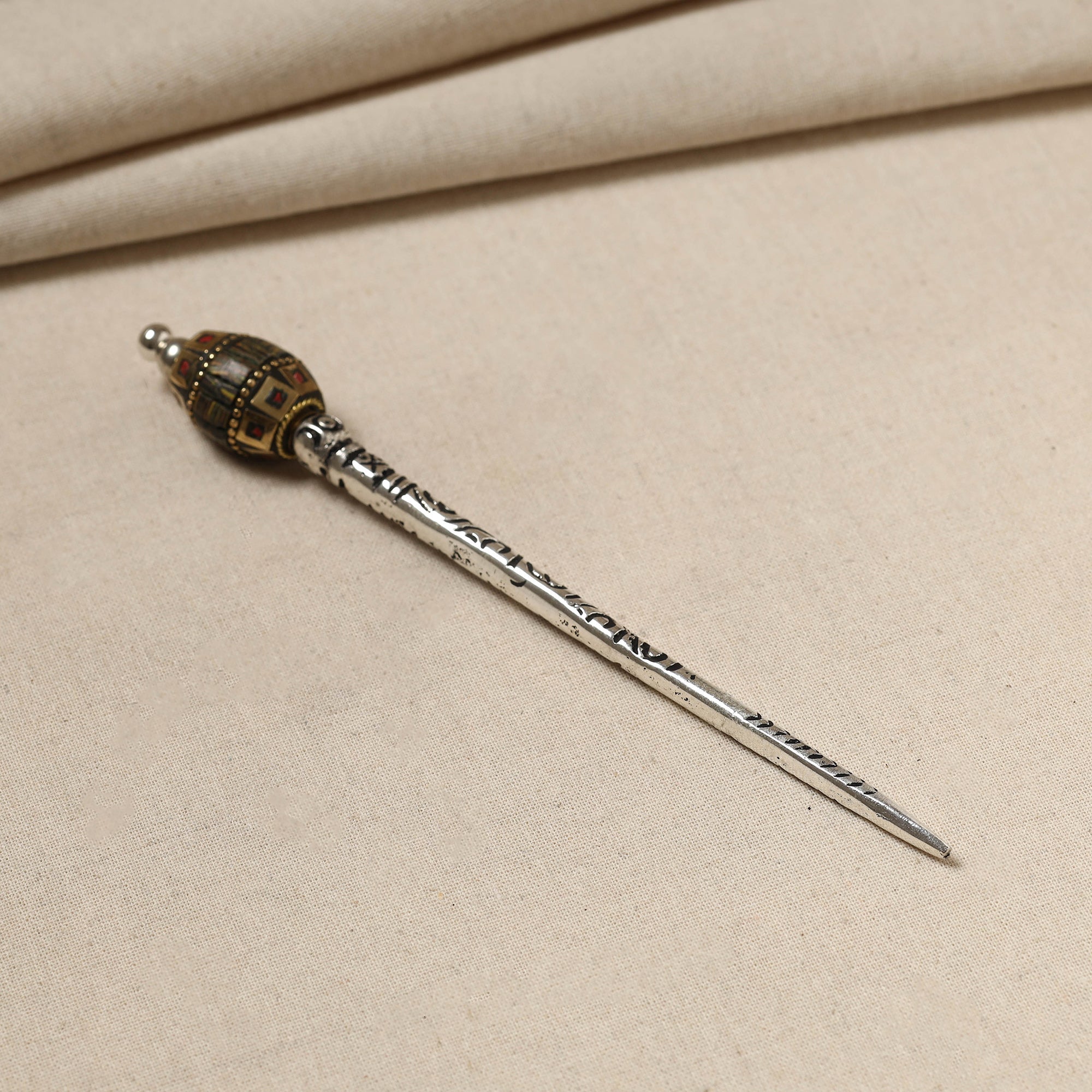 WHITE RIVER STORIES Antique Finish Oxidised German Silver Juda Stick