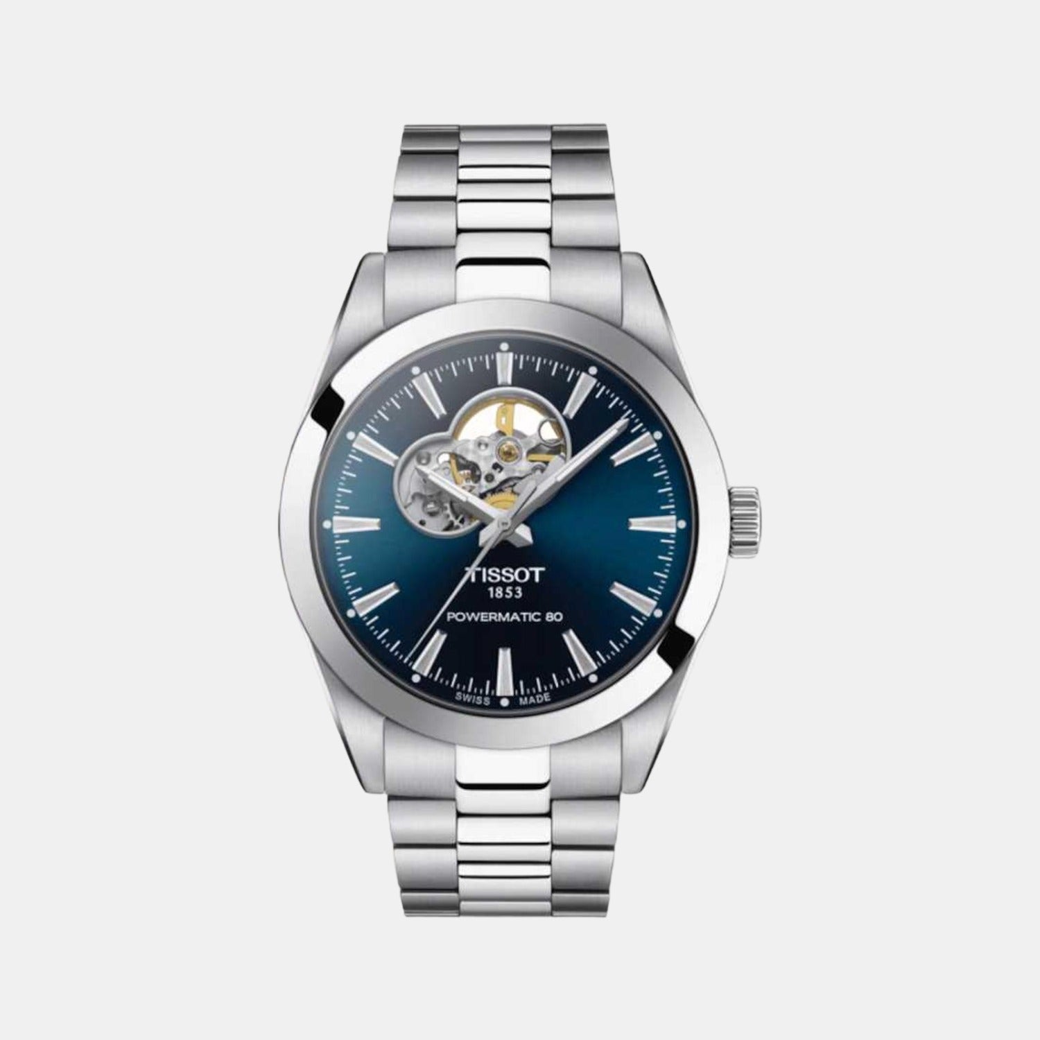 Tissot Gentleman Open Heart Men Automatic Blue Dial Analog Stainless Steel Watch T1274071104101