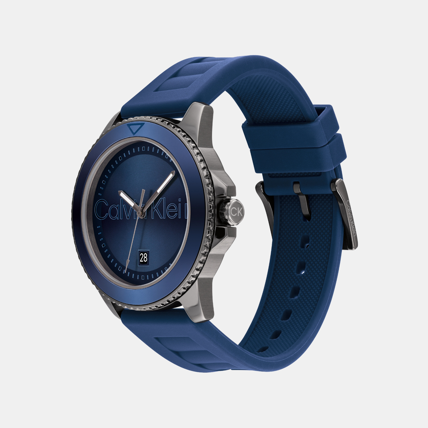 Calvin Klein Aqueous Men Quartz Navy Blue Dial Analog Silicone Watch 25200384 - view 2