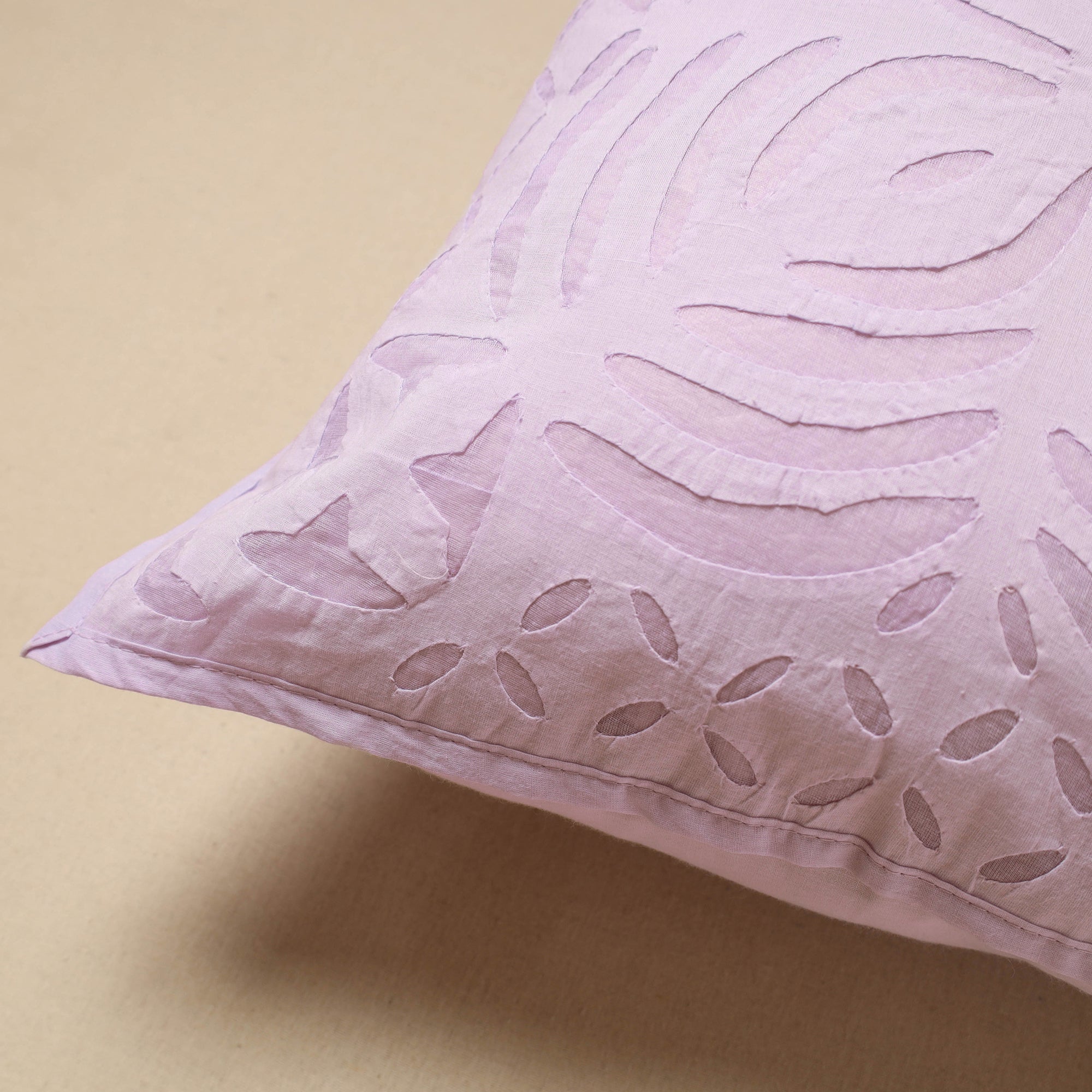SHADES OF MARUDHARA Purple - Cut Work Cotton Applique Cushion Cover (16 x 16 in) 01 - view 2