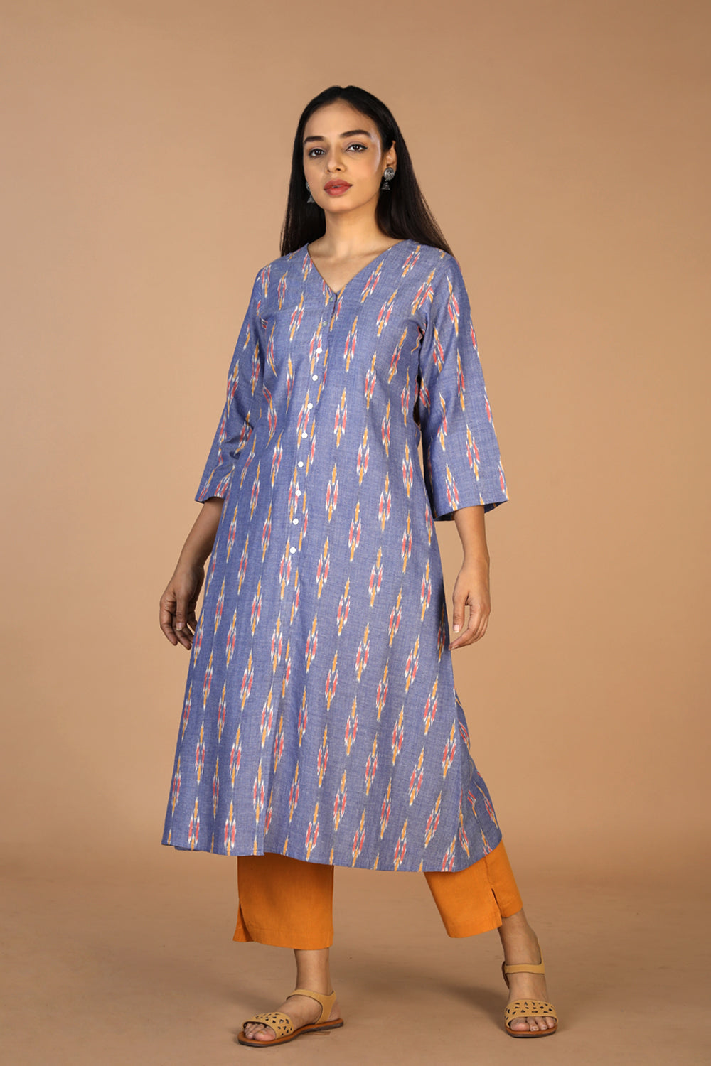 Kalanjali Ethnics Cotton Ikat kurti – Women's, COBALT BLUE - view 8