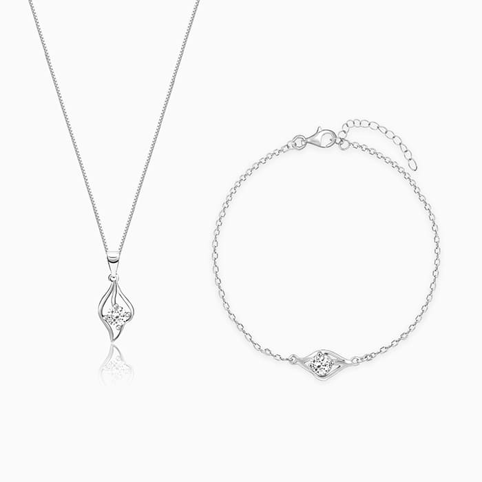 GIVA Jewellery Silver Falling Dew Set of Two