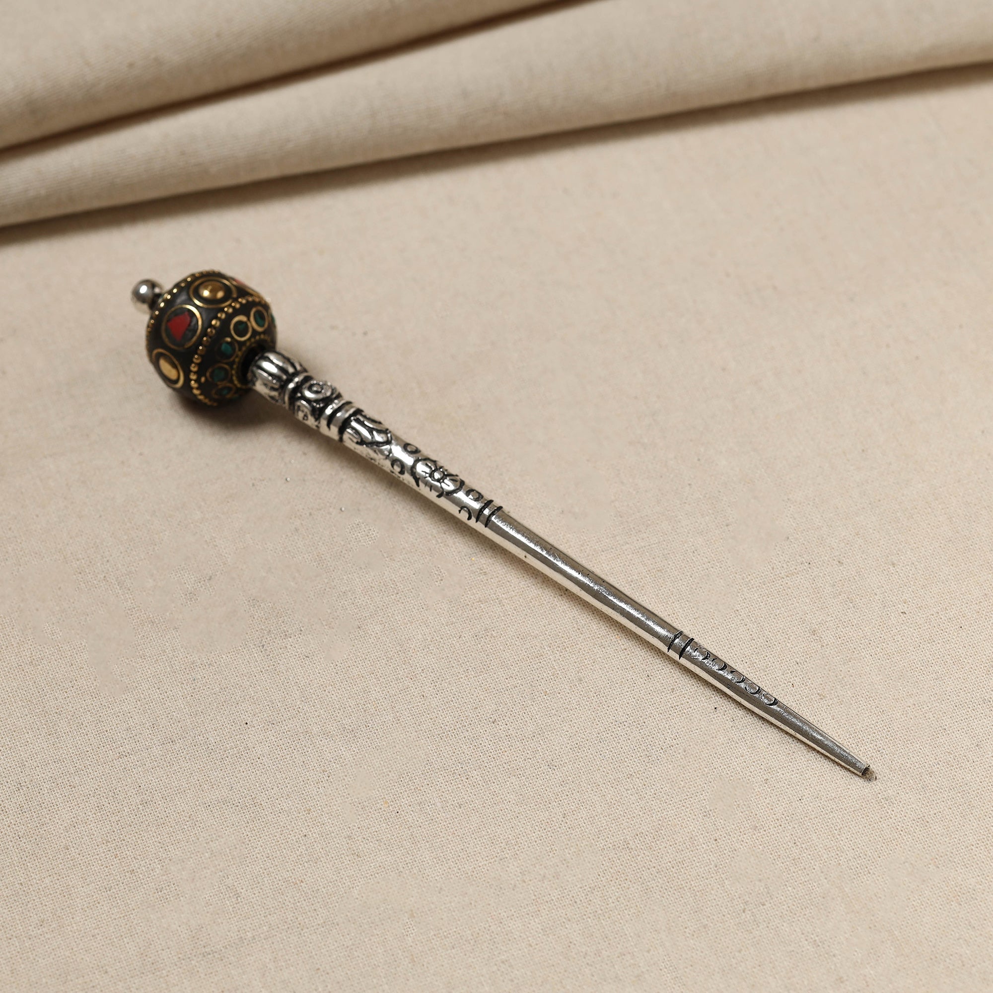 WHITE RIVER STORIES Antique Finish Oxidised German Silver Juda Stick