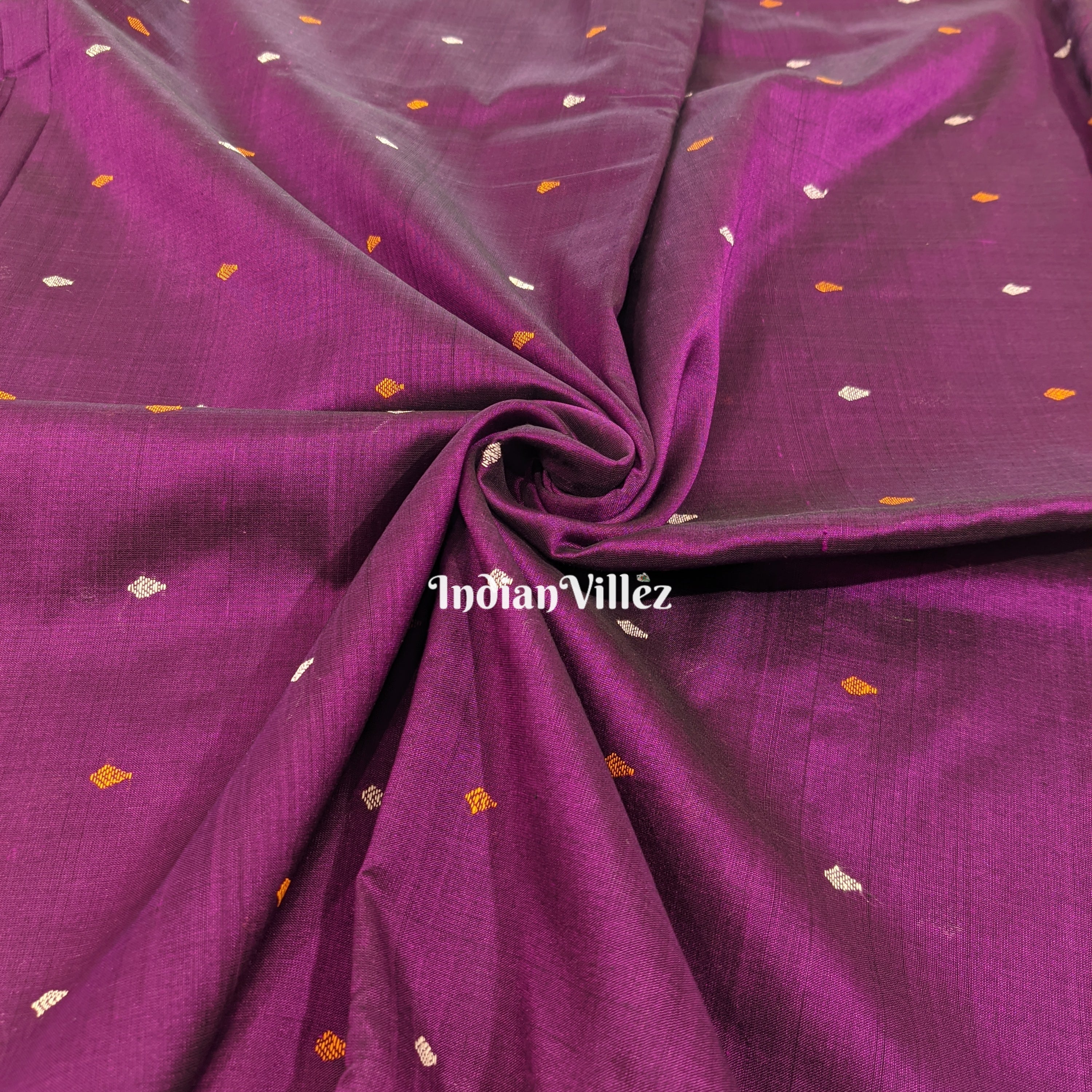 IndianVillèz Purple Bomkai Silk*Cotton Ikat Fabric