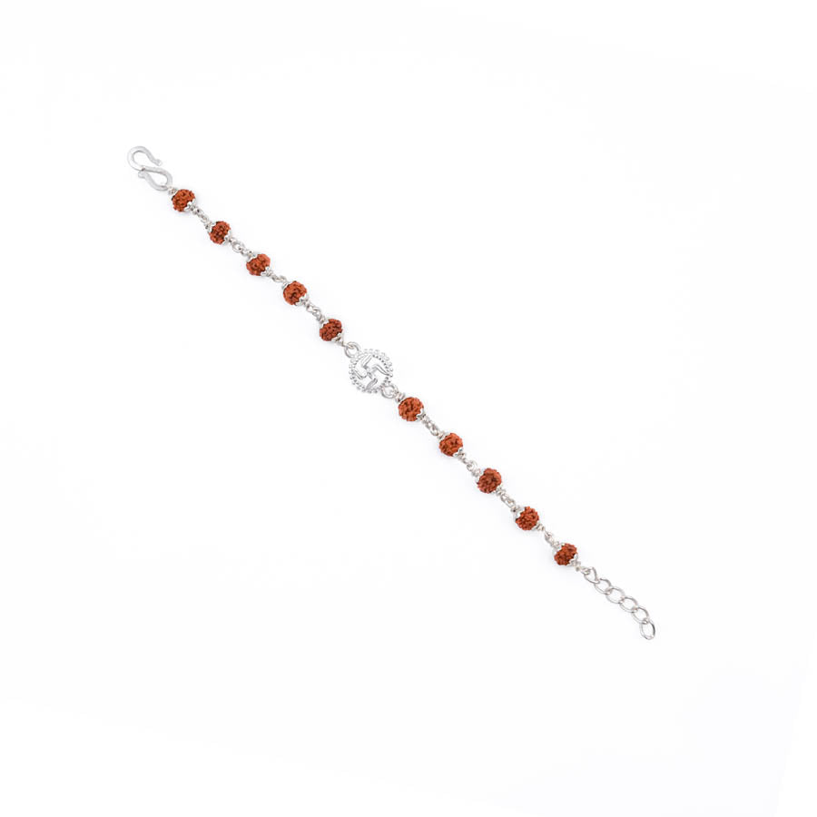 Prinjal Jewellers Rudraksha Silver Bracelet with Om Single Line for Kids - view 4