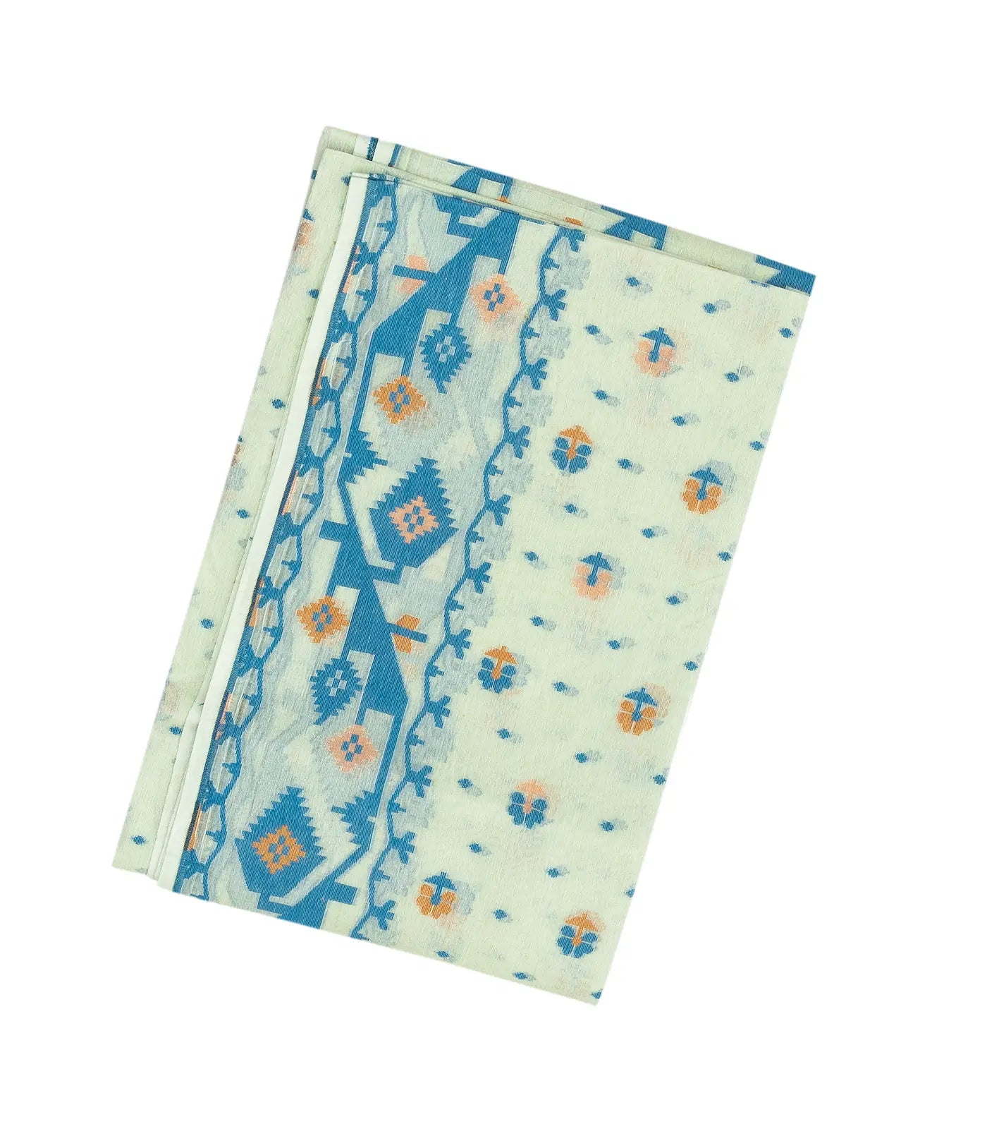 RmKV Mint Green Bengal Cotton Saree And Floral Motifs