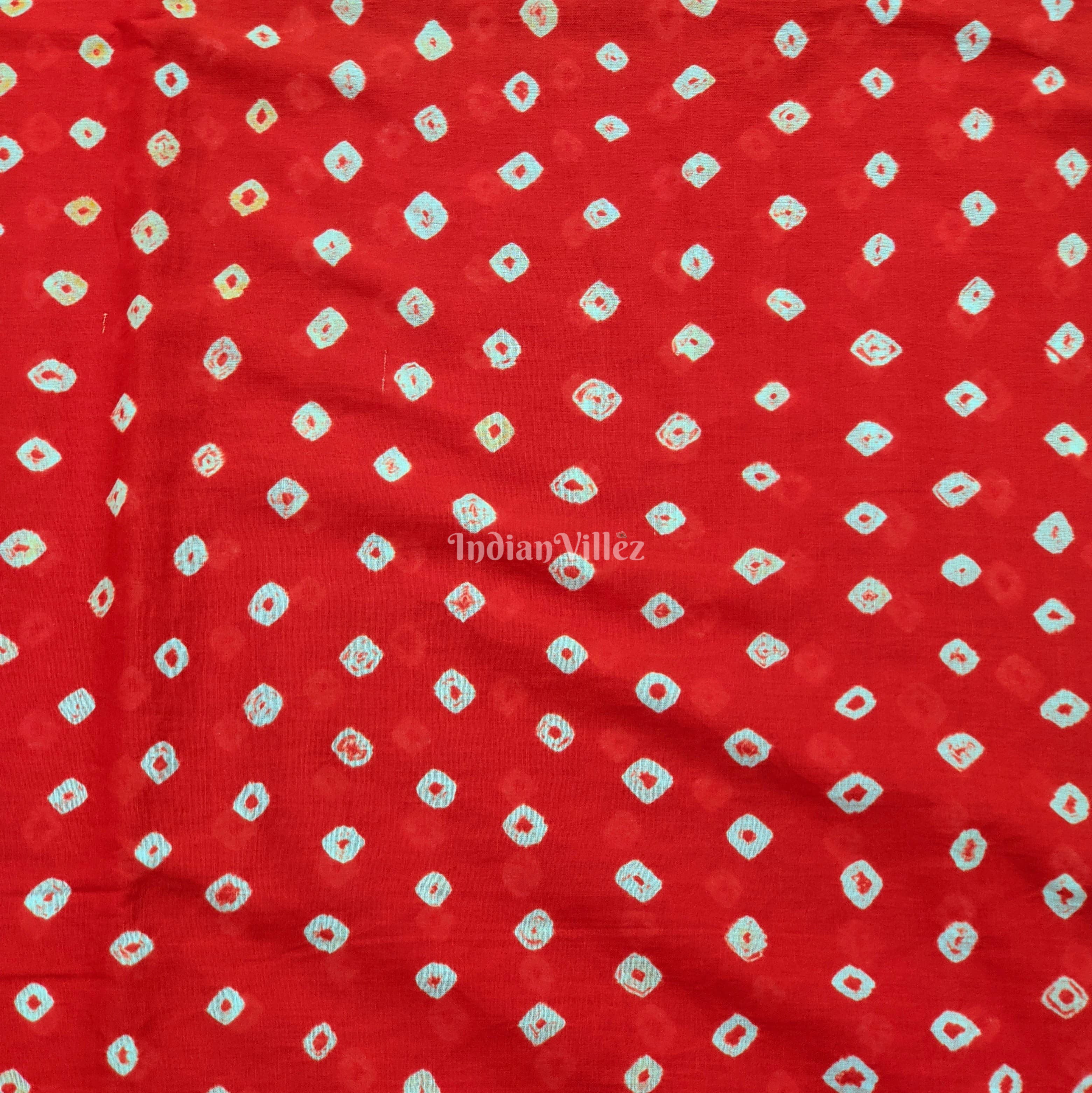 IndianVillèz Red Hand Block Printed Cotton Fabric - view 2