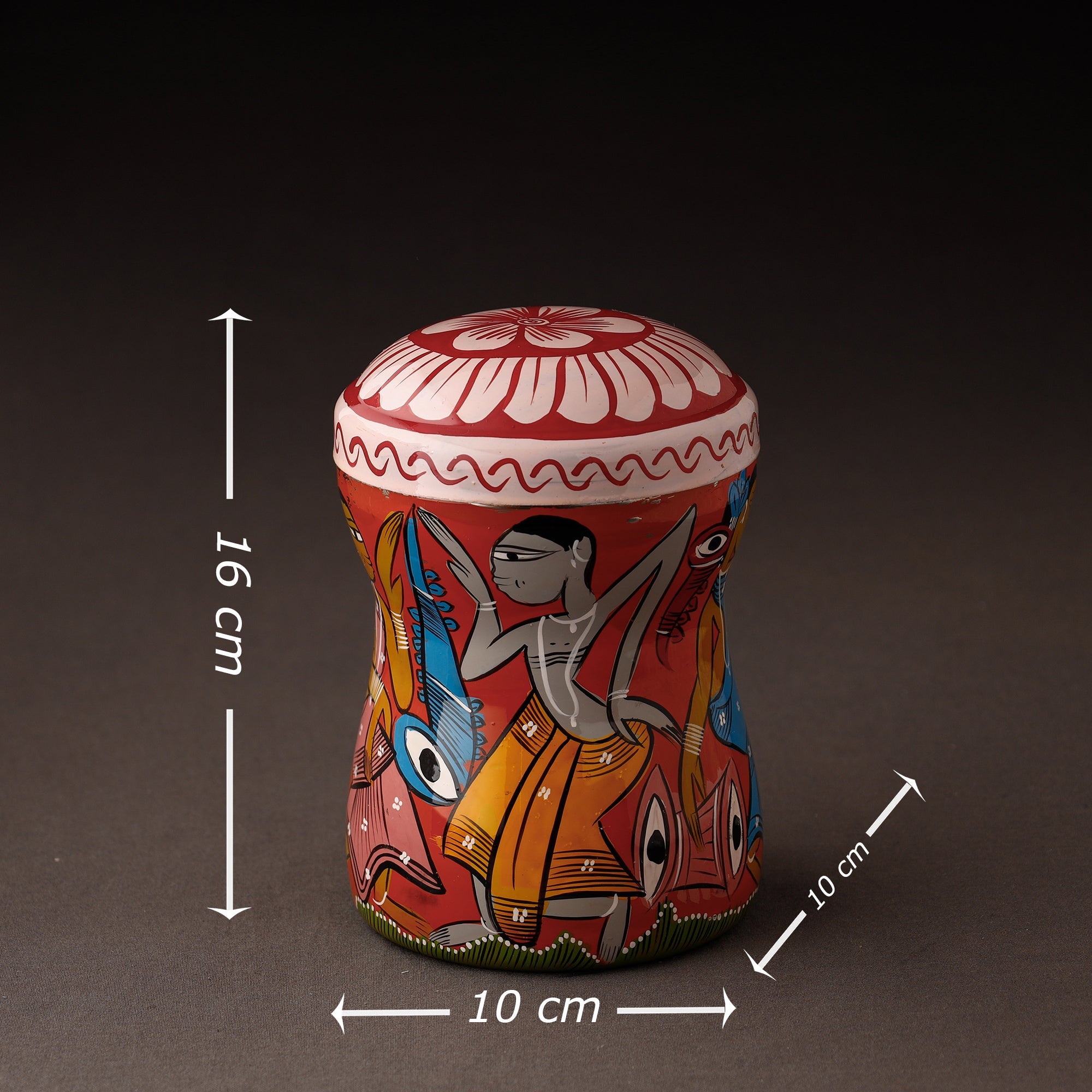 AAYAAS Bengal Patua Handpainted Stainless Steel Multi Utility Container - view 4