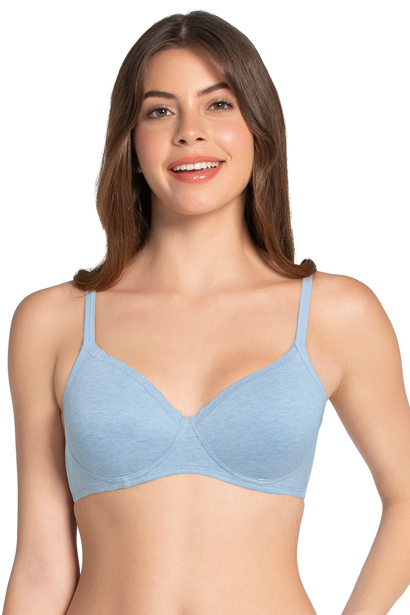Amante Cotton Casual Padded Non-wired T-shirt Bra - Soft Chambray Marl