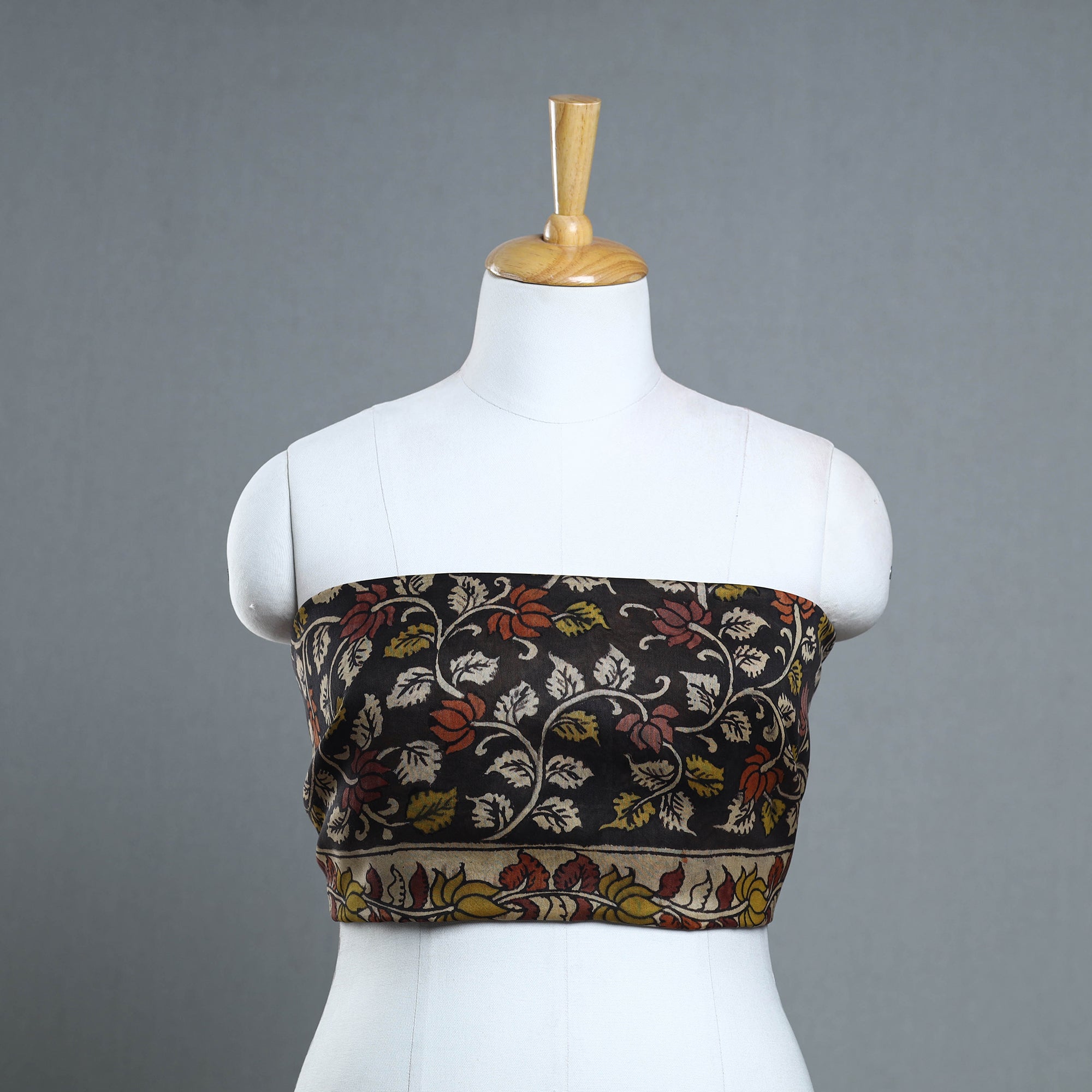DWARAKA PLUS Black - Handpainted Chanderi Silk Kalamkari Blouse Piece 30