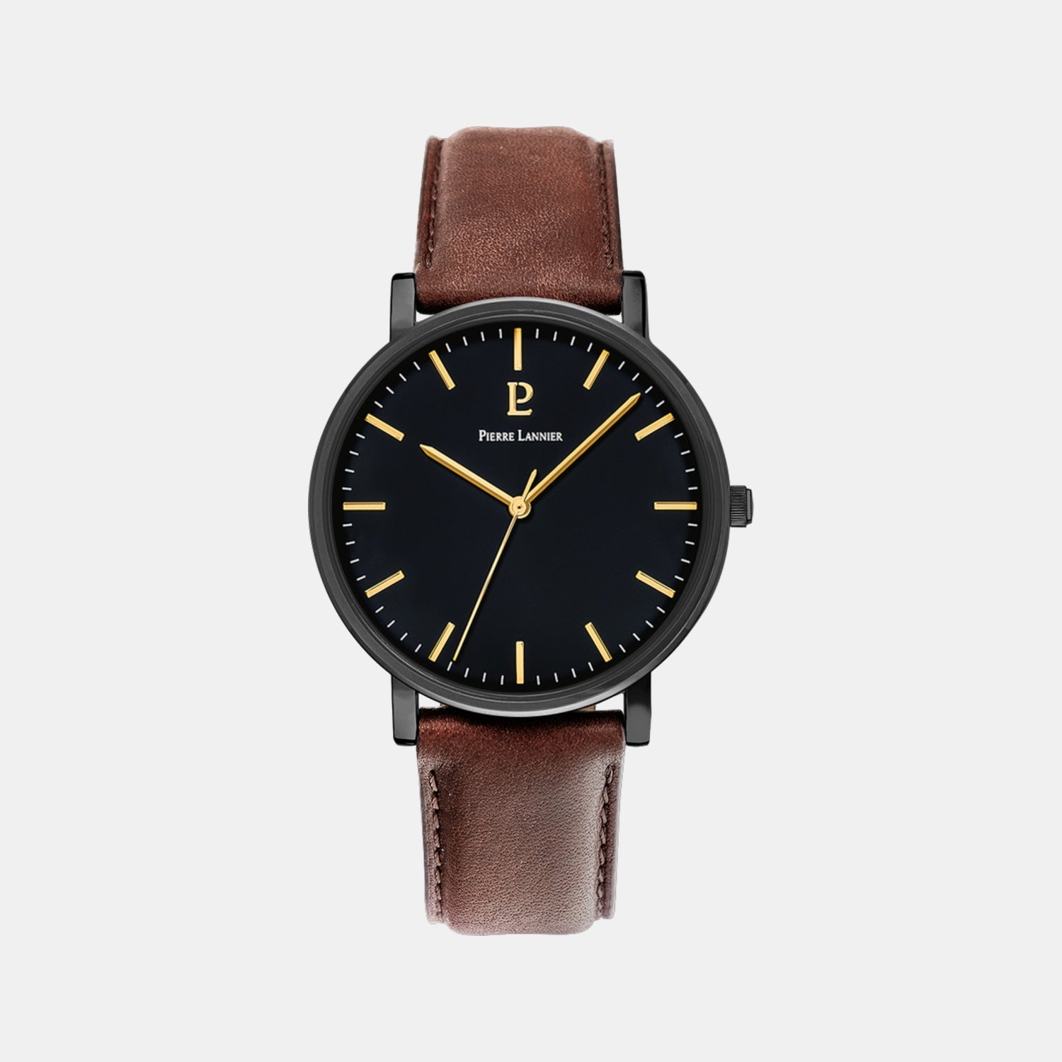 Pierre Lannier Essential Men Quartz Black Dial Analog Leather Watch 218F434