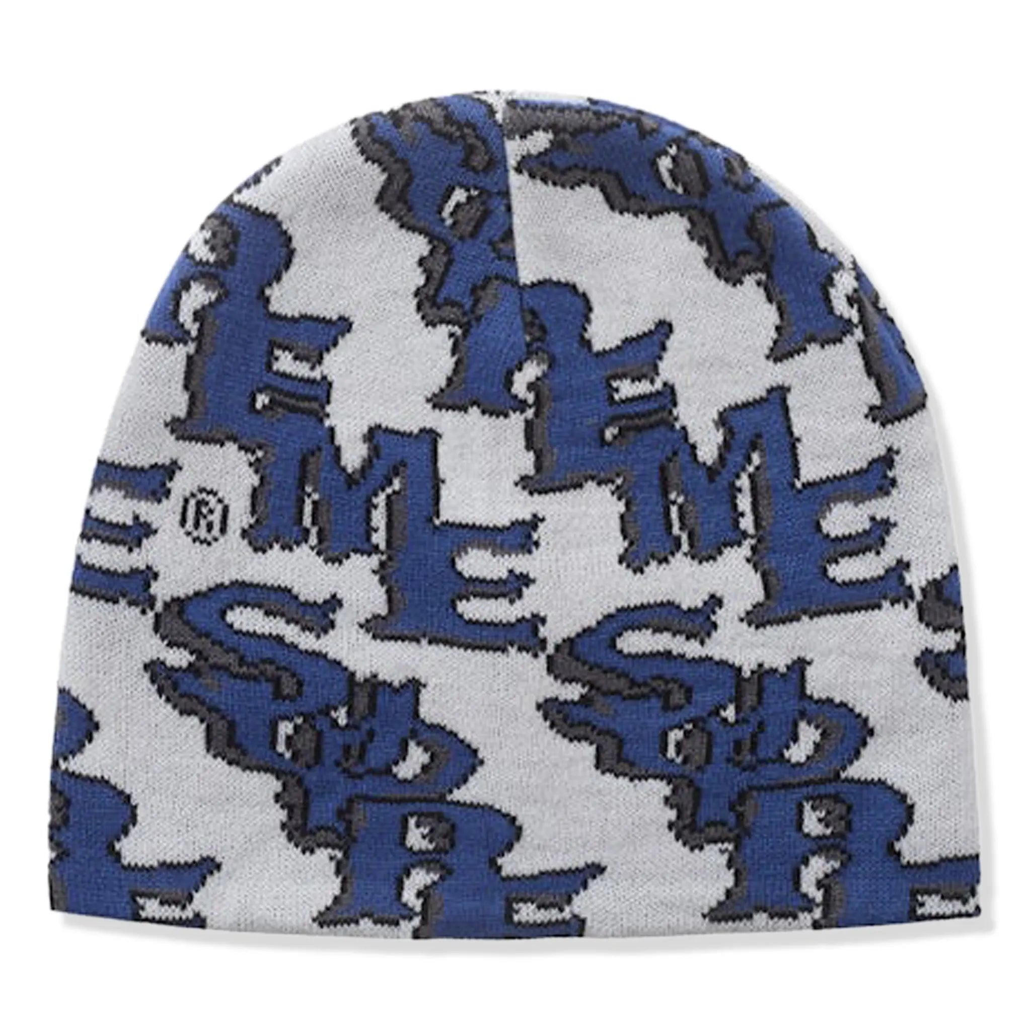 Supreme Slanted Gothic Outline White Blue Beanie (SS26)