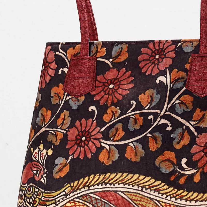 DWARAKA PLUS Black - Handpainted Kalamkari Natural Dyed Cotton Shoulder Bag - view 2