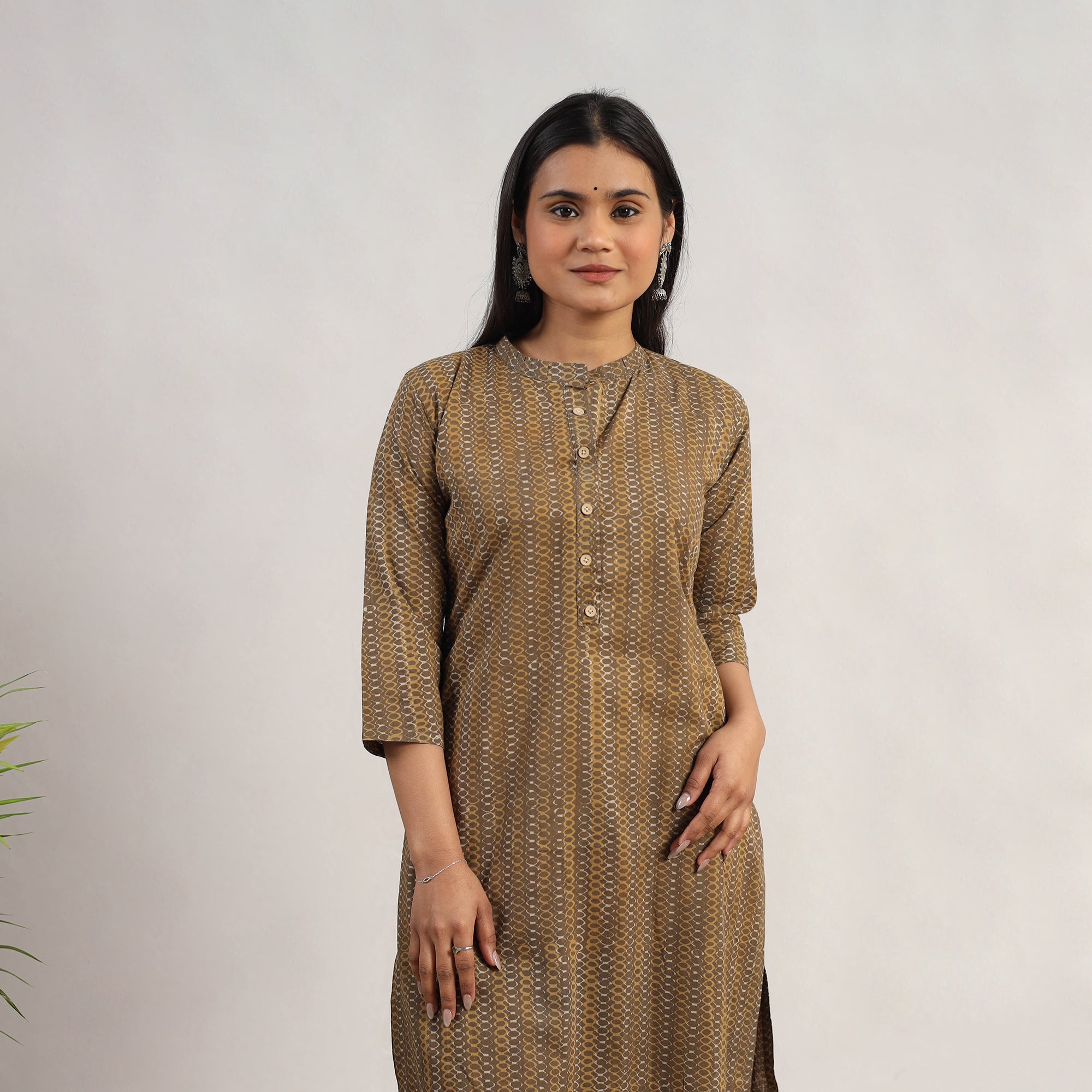 ITOKRI CASUALS Brown - Block Print Cotton Straight Akola Kurta 11
