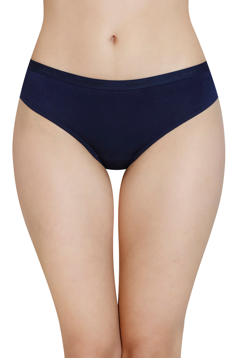 Amante Solid Mid Rise Modal Bikini Panty - Midnight