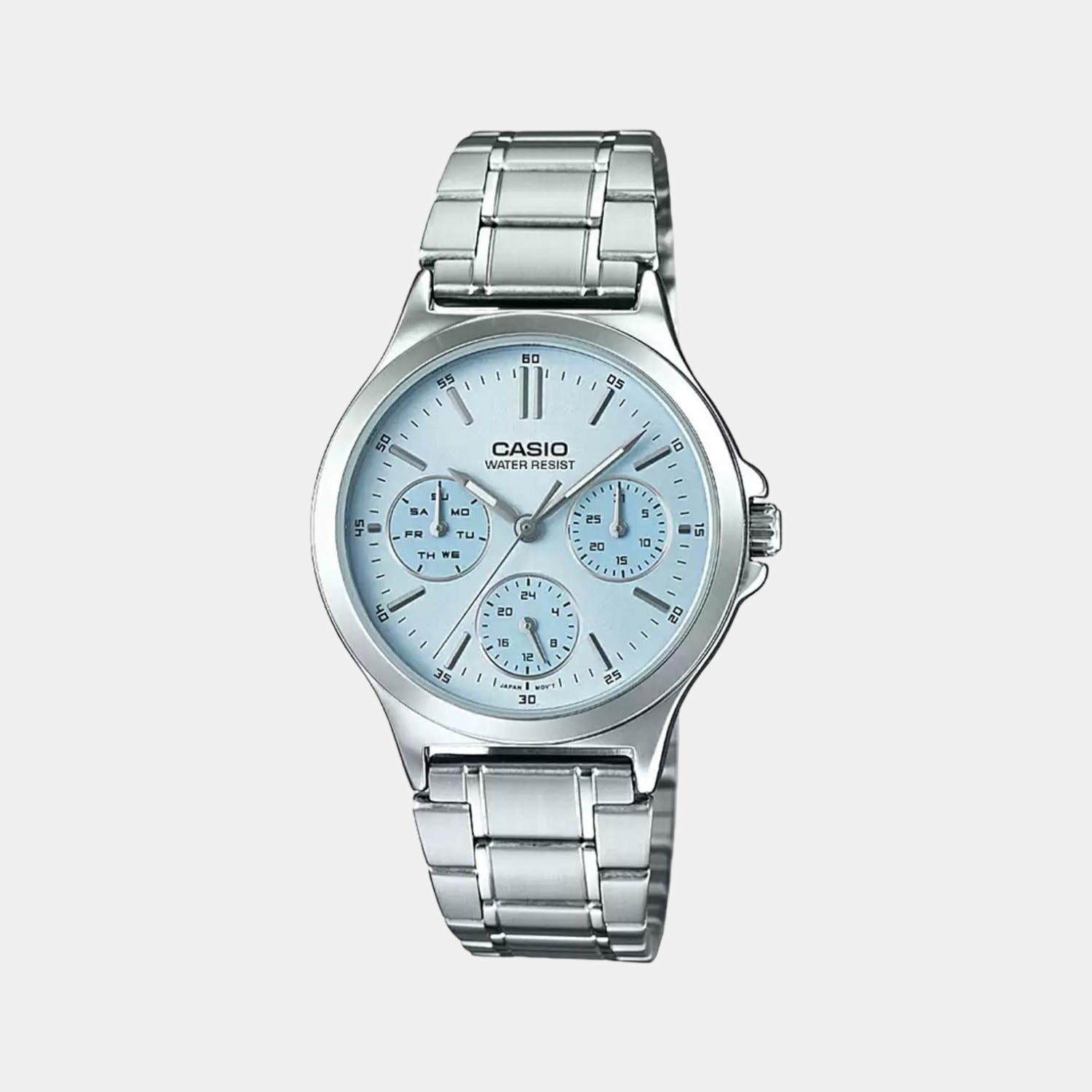 Casio Enticer Women Quartz Blue Dial Chronograph Stainless Steel Watch A1896